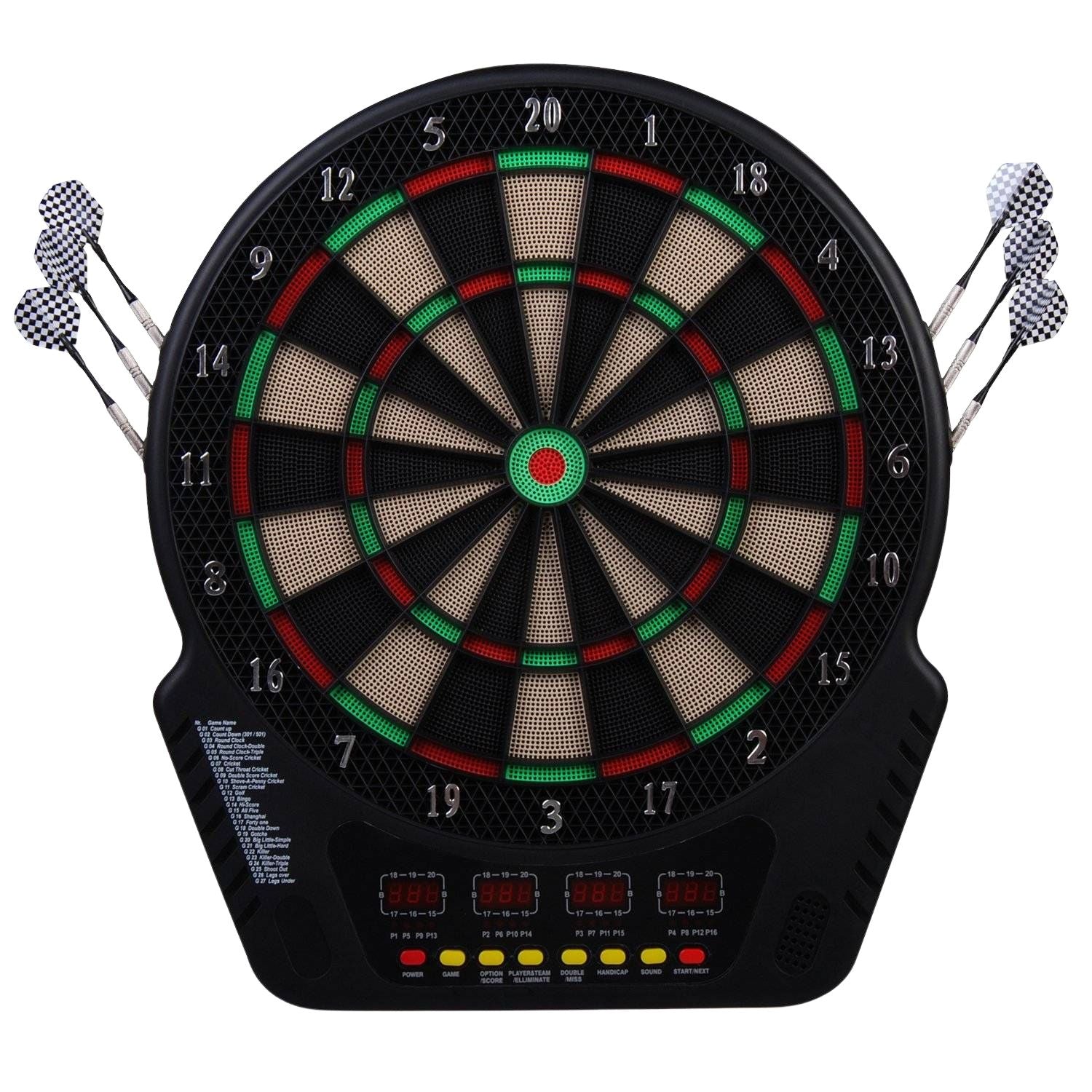 Elektronisk darttavla, 27 spel, 16 spelare, 6 dart