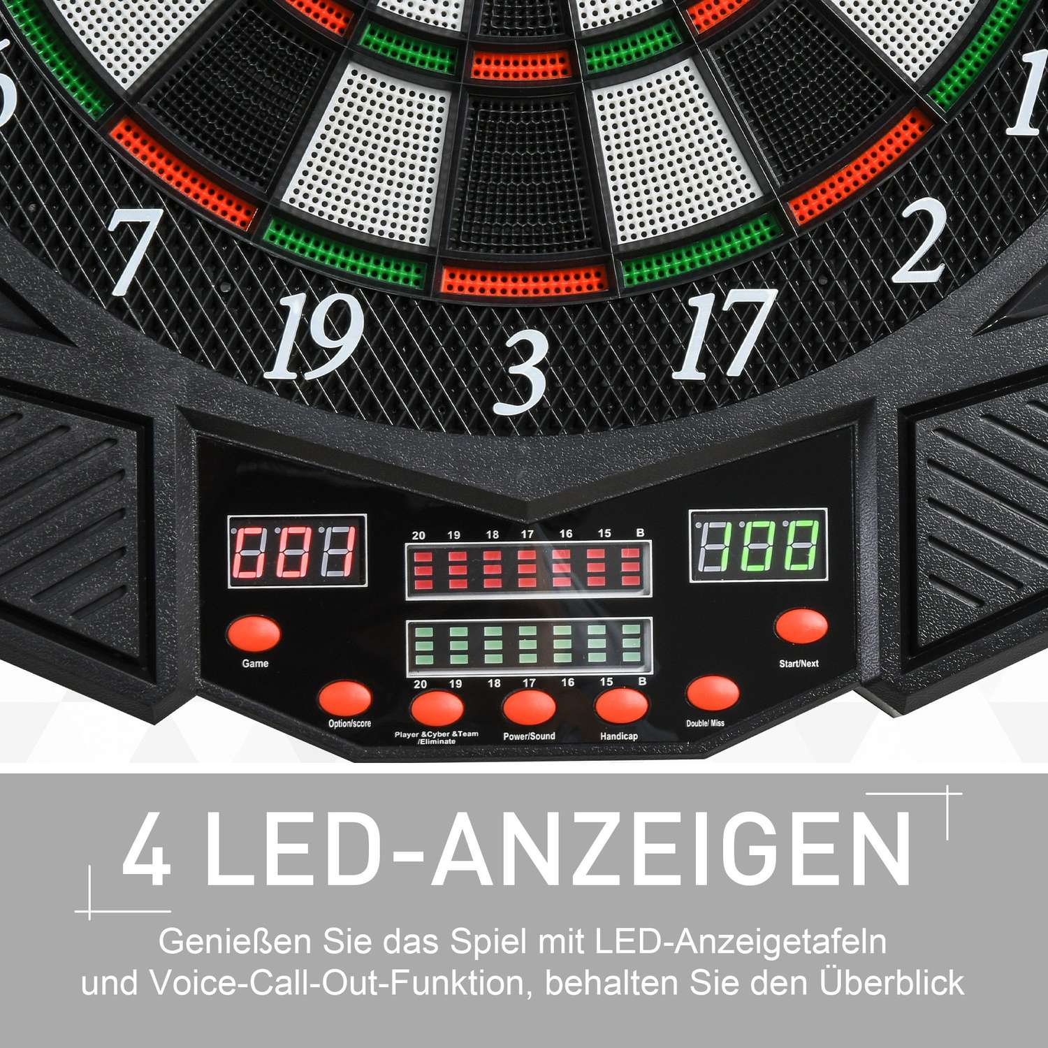 Elektroniskt dartskåp, 216 spel, 12 dart, ABS-PP