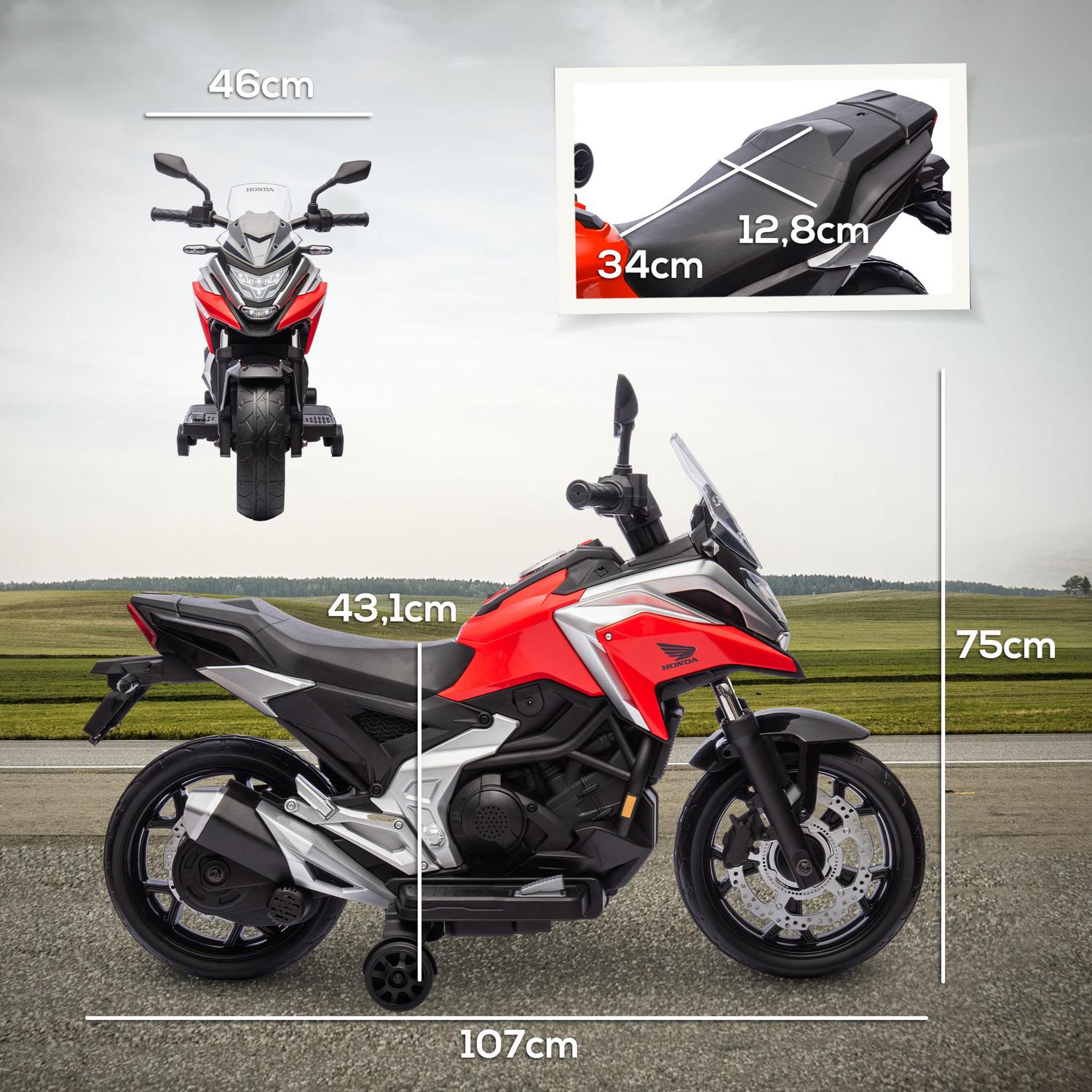 Elmotorcykel för barn, 12V med MP3, USB, LED-lampor, röd