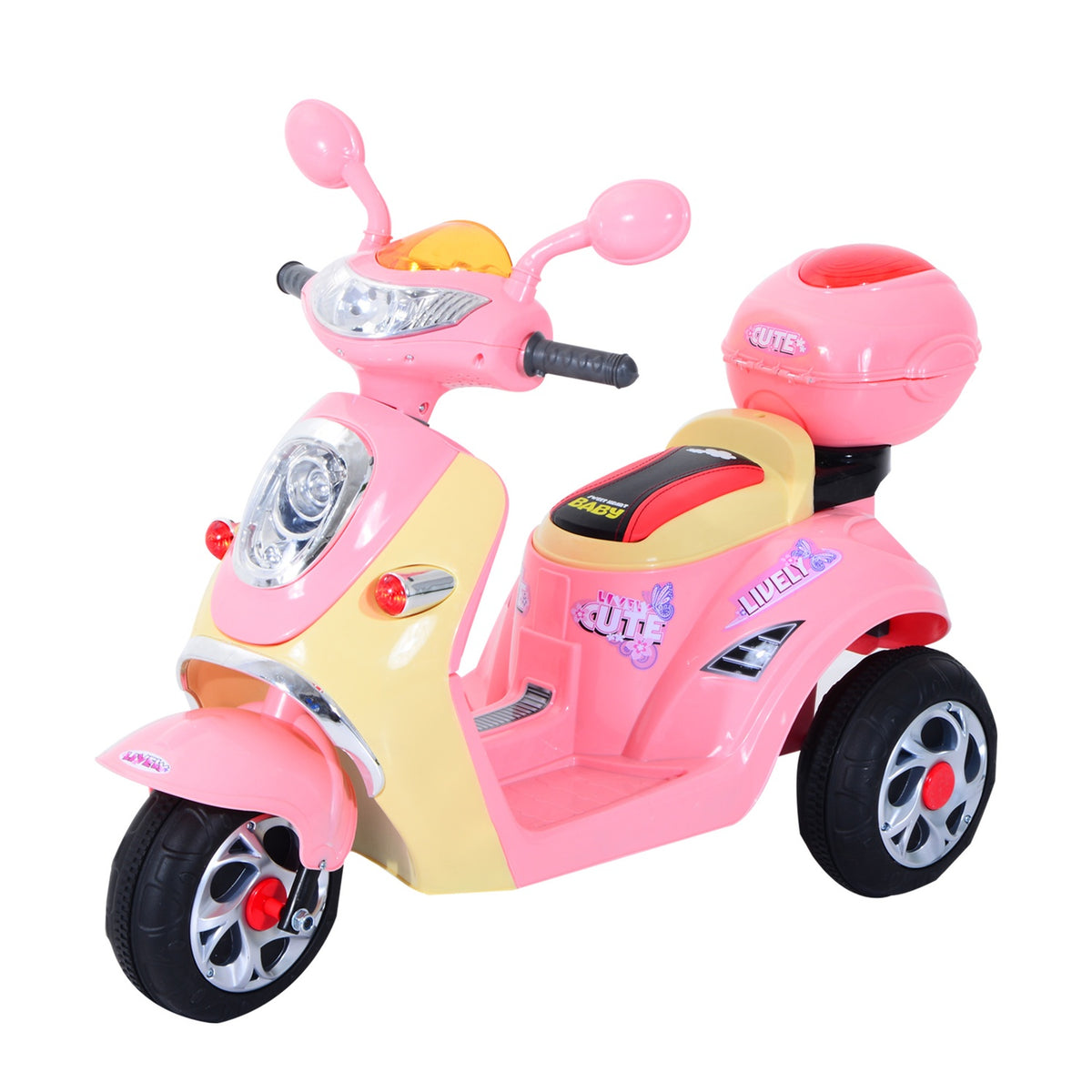 Moto électrique pour enfant – 6V, tricycle, rose/jaune