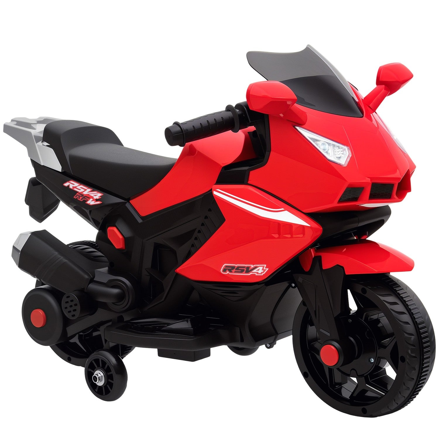 Elmotorcykel för barn, Tuta, Strålkastare, Musik, Röd