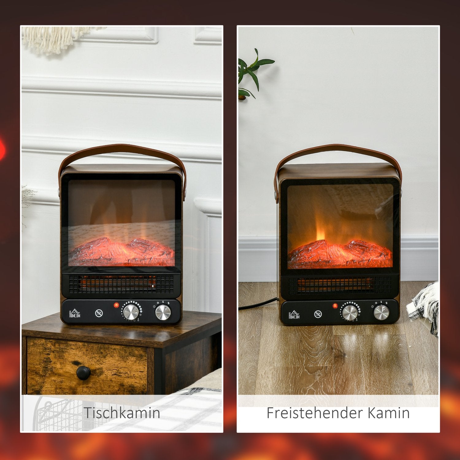 Elspis 750/1500W, Flameffekt, Lågt ljud