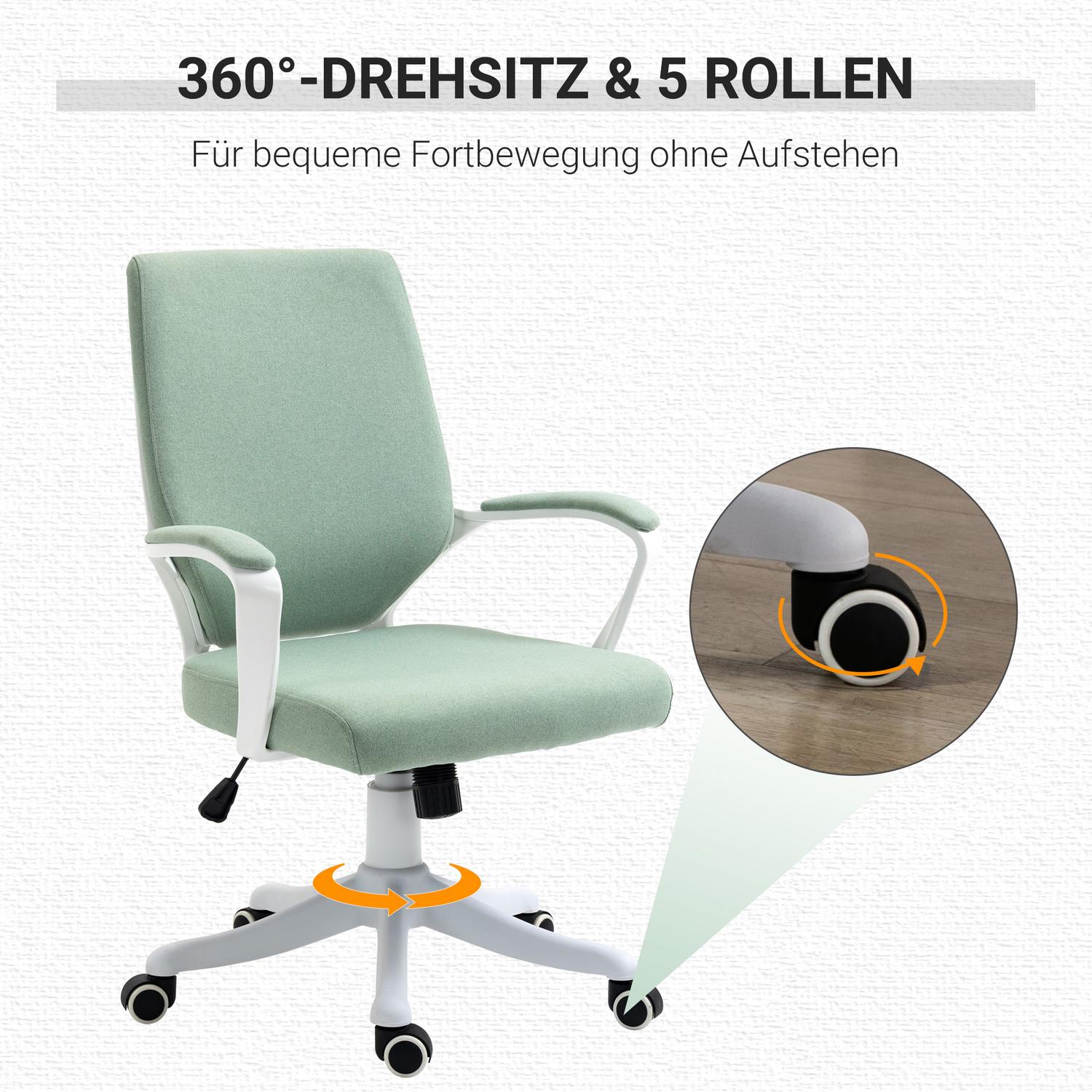 Ergonomisk grön & vit kontorsstol, vippfunktion, 360° vridbar