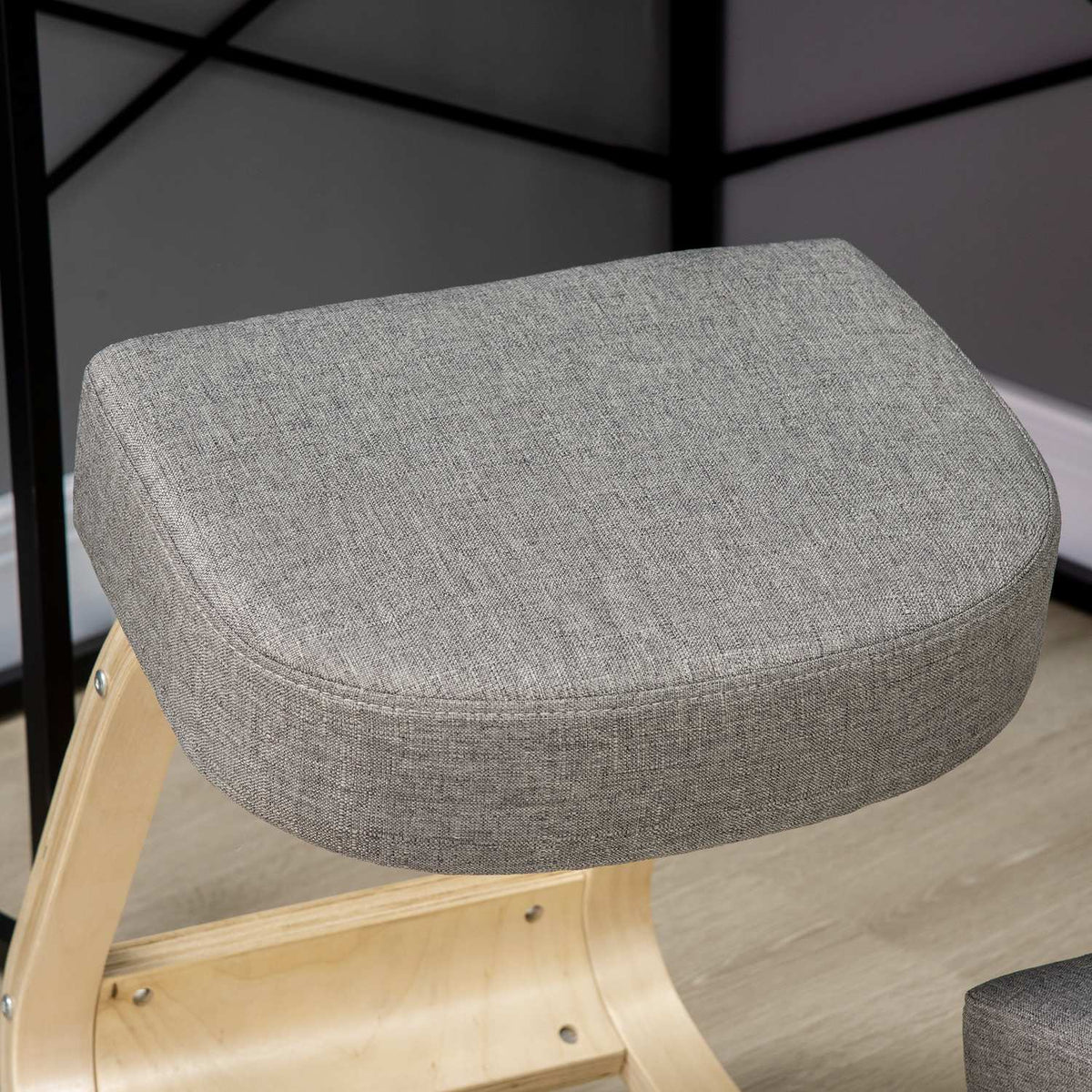 Ergonomisk knästol, björkträ, 120 kg kapacitet, grå