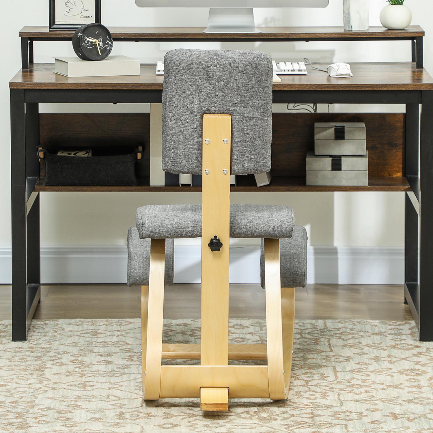 Ergonomisk knästol, björkträ, grå, hem & kontor