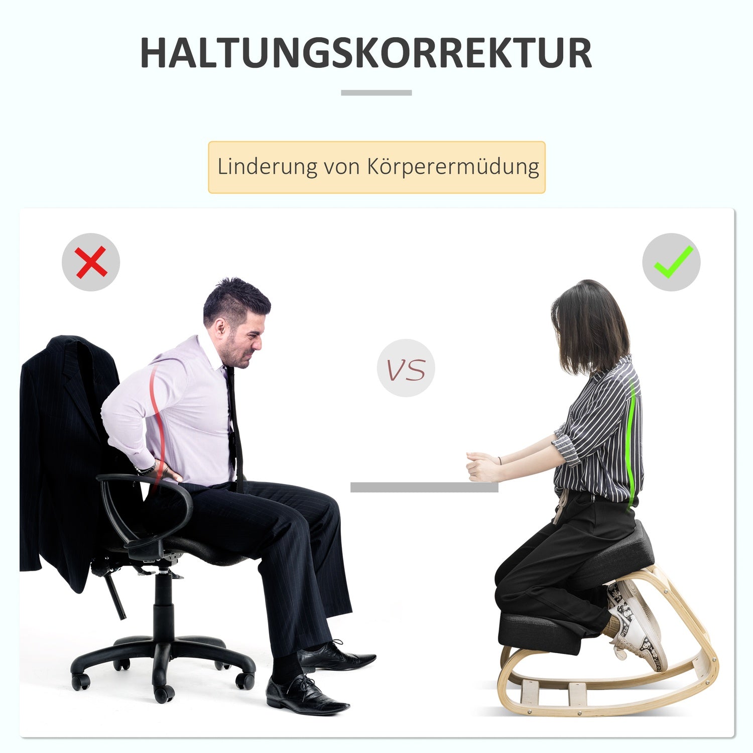 Ergonomisk knästol, björkträ, svart, 120 kg Kapacitet