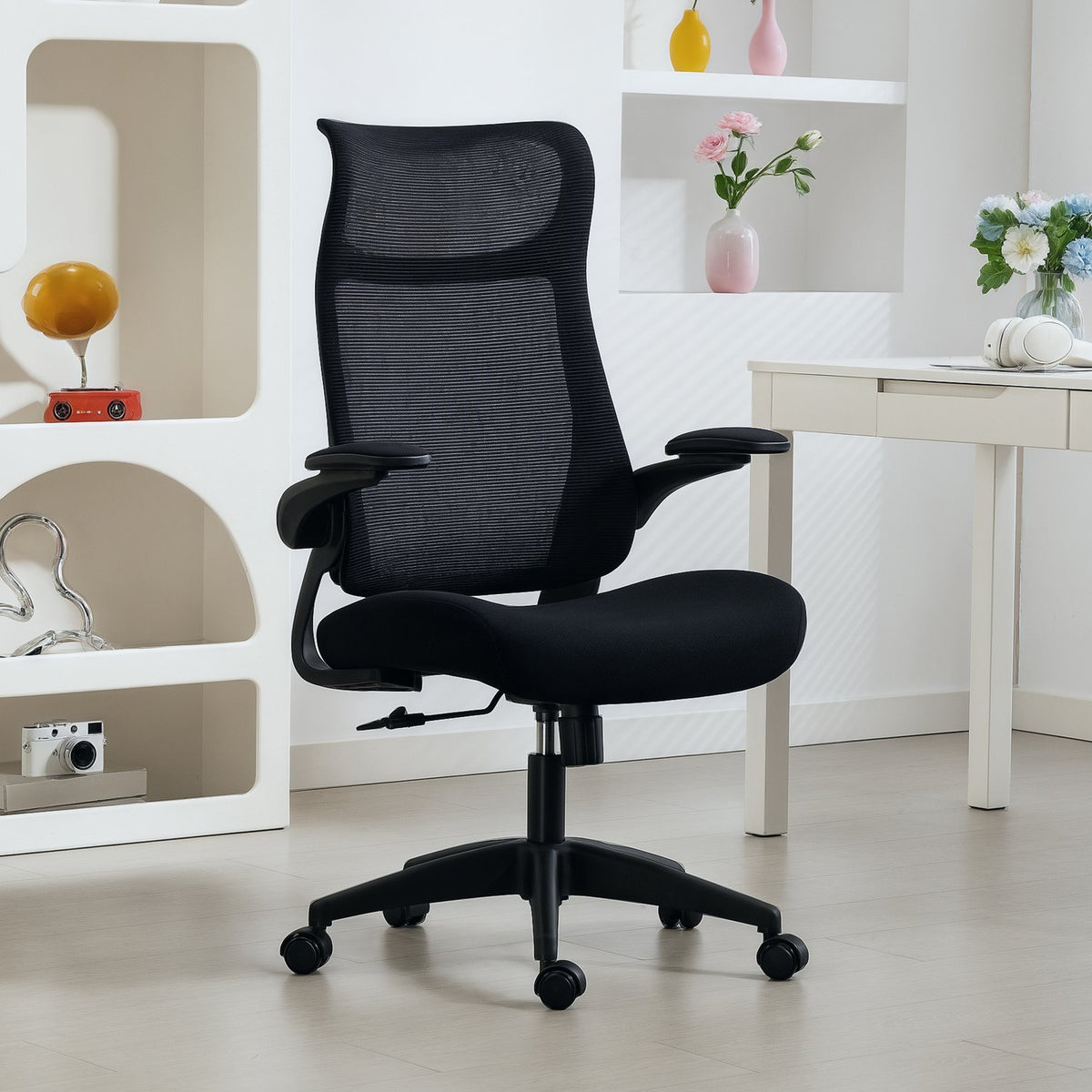 Ergonomisk kontorsstol, 3D-armstöd, nätrygg, svart
