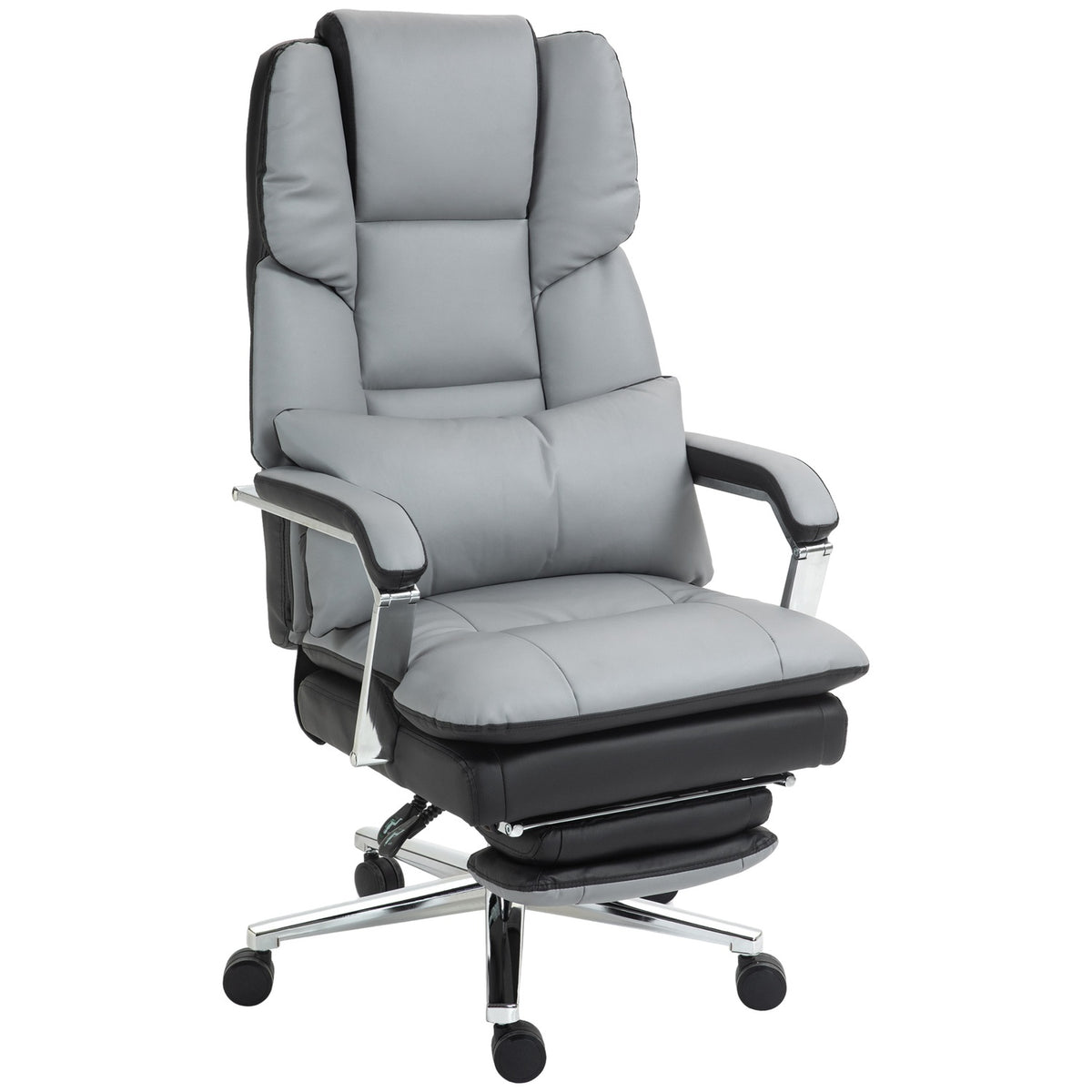 Sedia da ufficio ergonomica, dondolante, portata 180 kg, pelle grigio chiaro