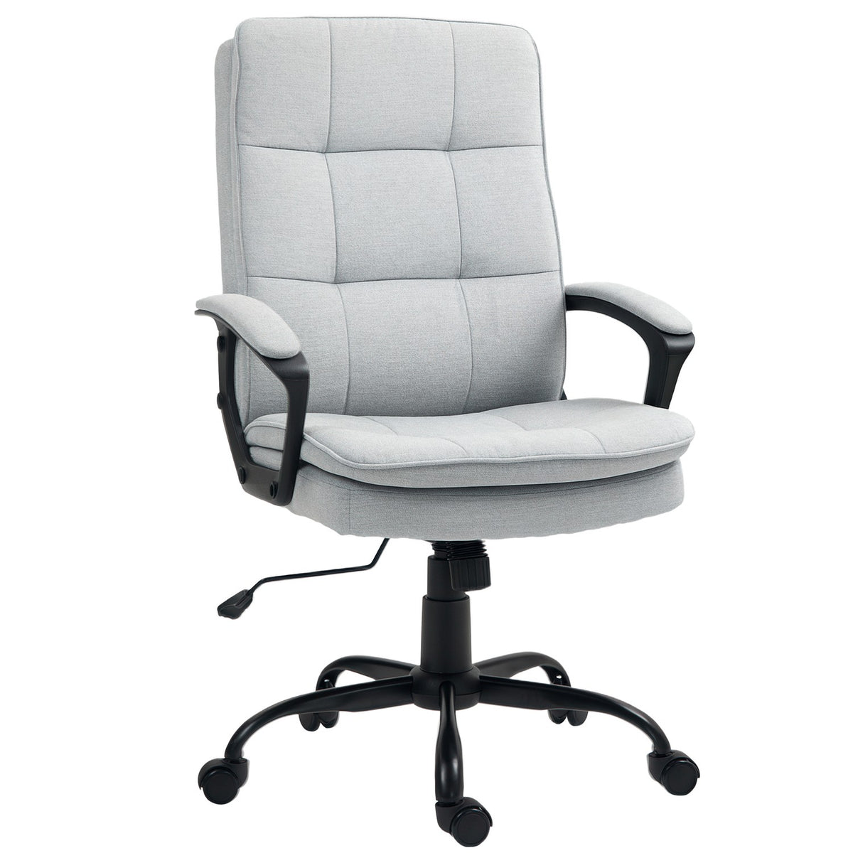 Chaise de bureau ergonomique, réglable avec accoudoirs, lin gris