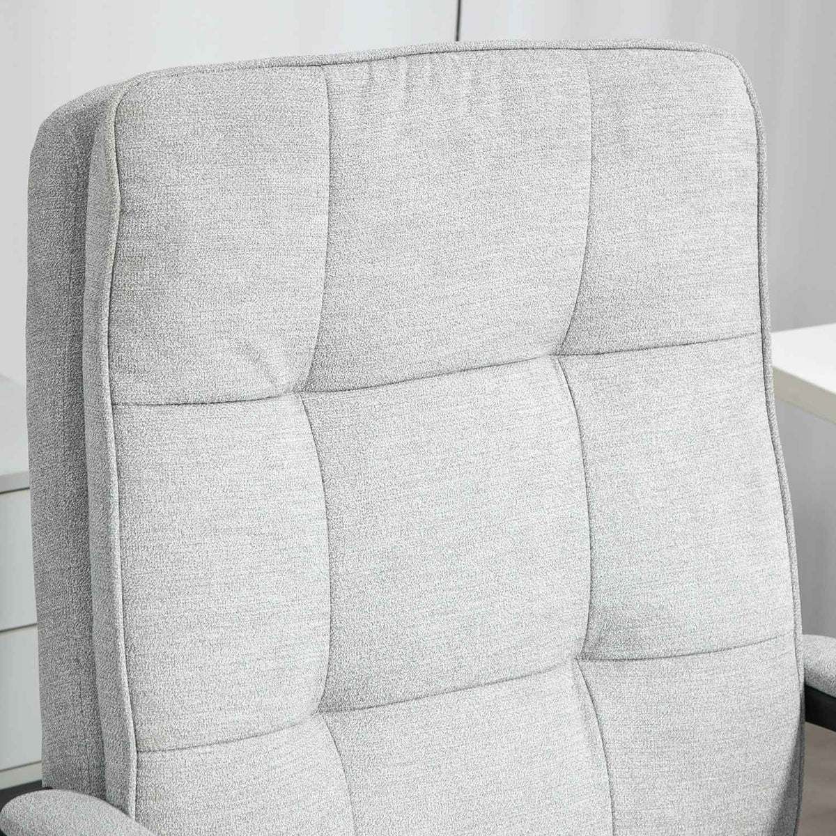 Chaise de bureau ergonomique, réglable avec accoudoirs, lin gris