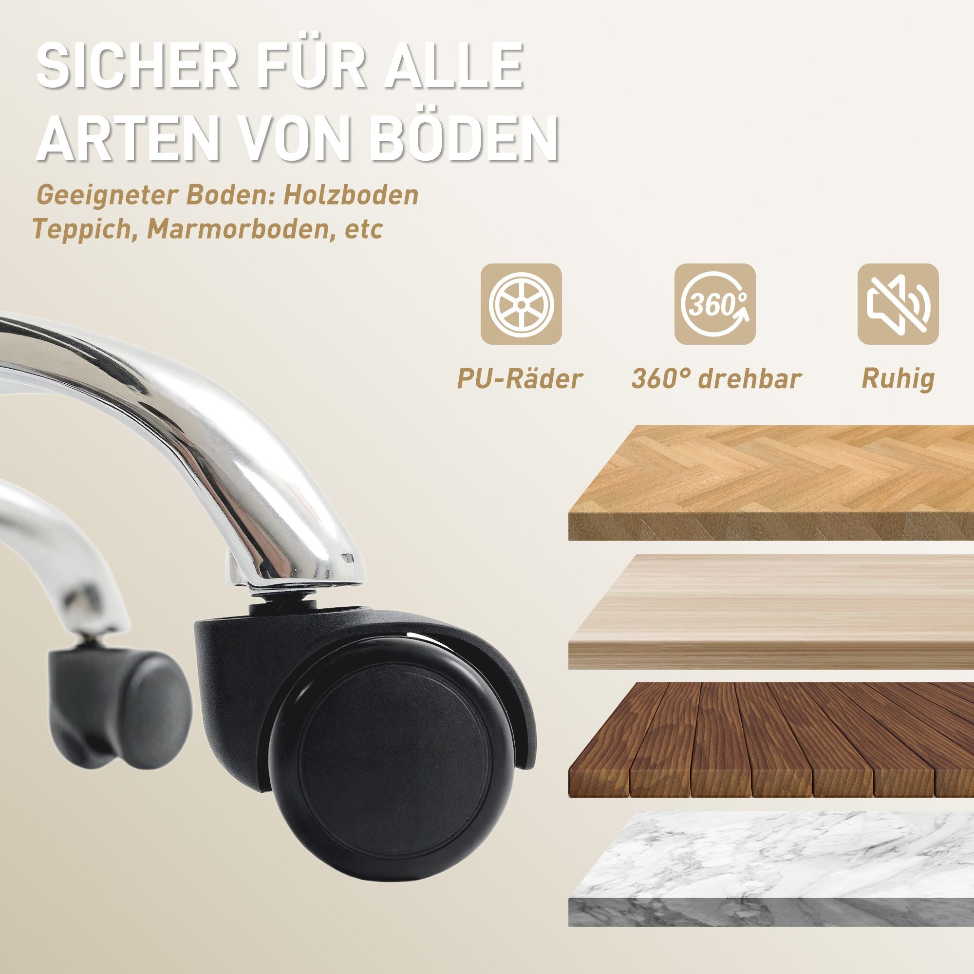 Ergonomisk kontorsstol med fotstöd, konstläder, beige/svart