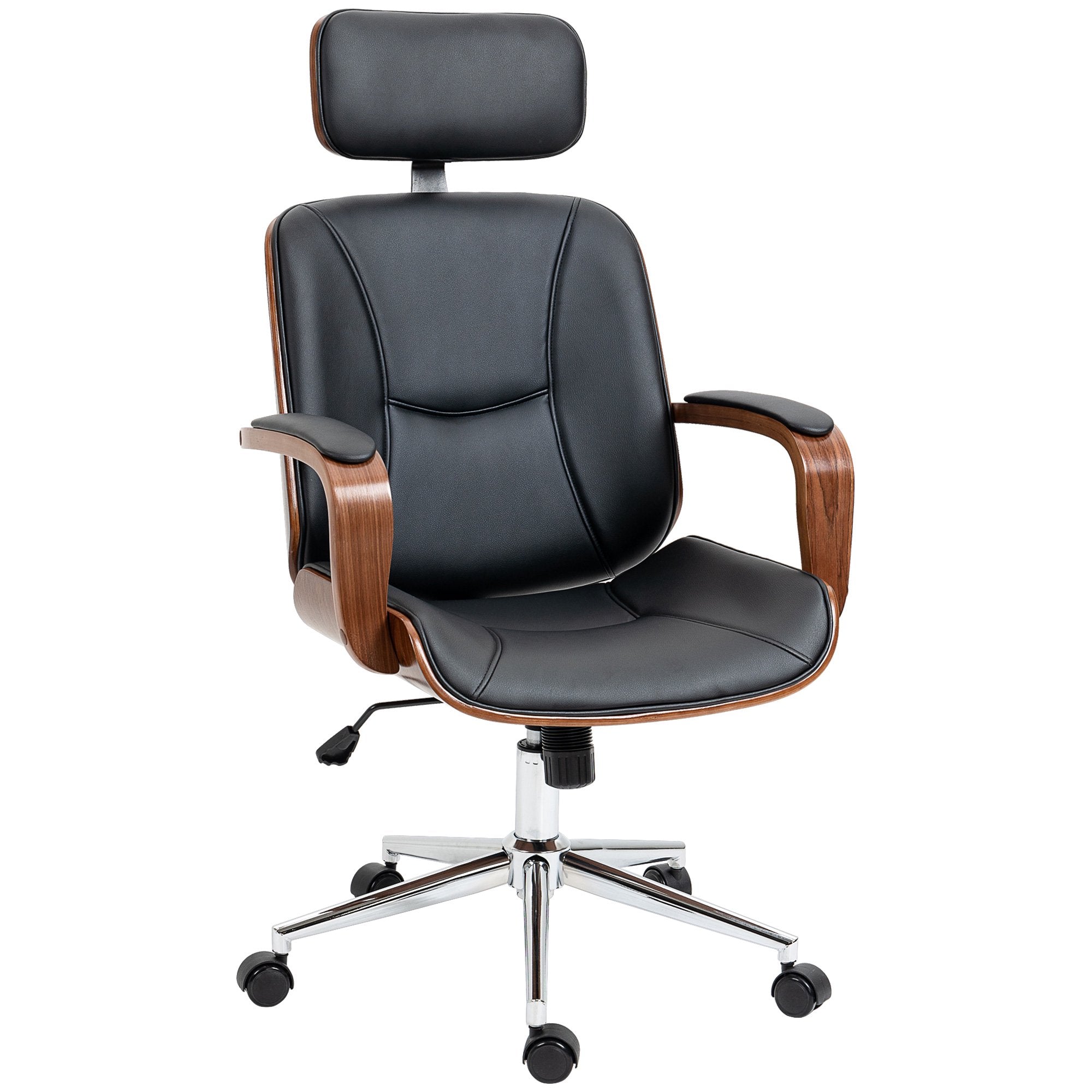 Ergonomisk kontorsstol med högt ryggstöd, svart