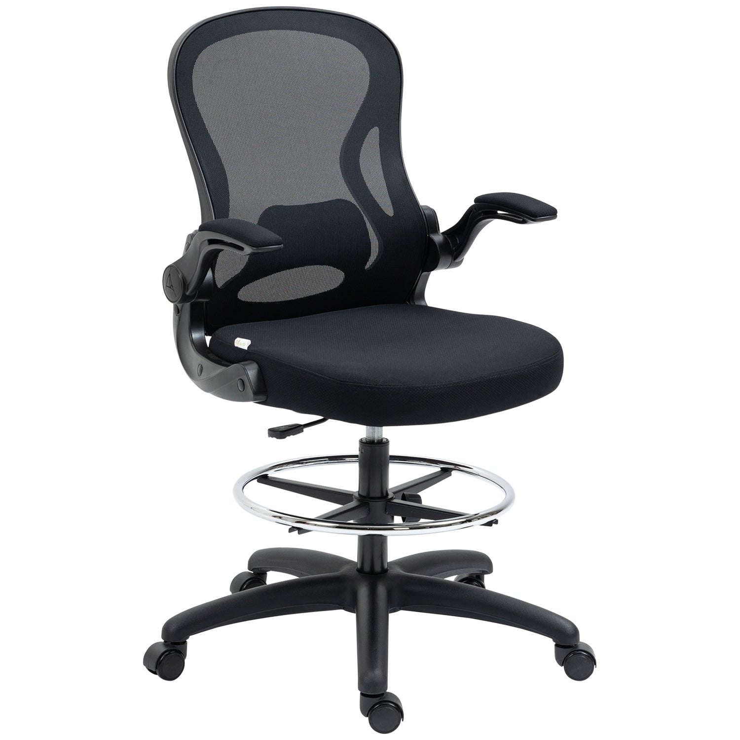 Ergonomisk kontorsstol med hjul & svankstöd, svart