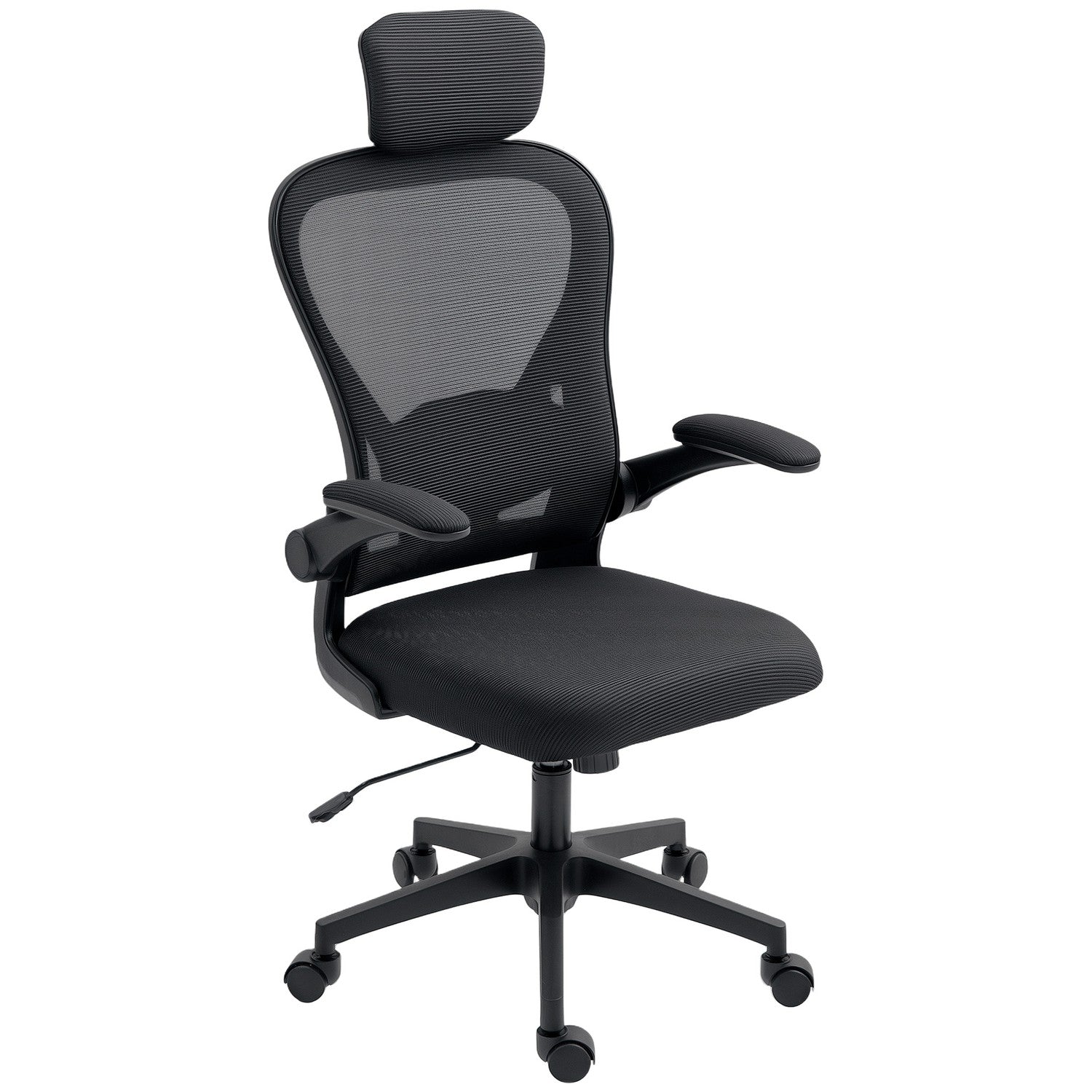 Ergonomisk kontorsstol med justerbart nackstöd och svankstöd