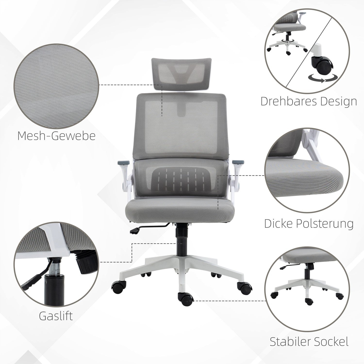 Ergonomisk kontorsstol med justerbart svankstöd
