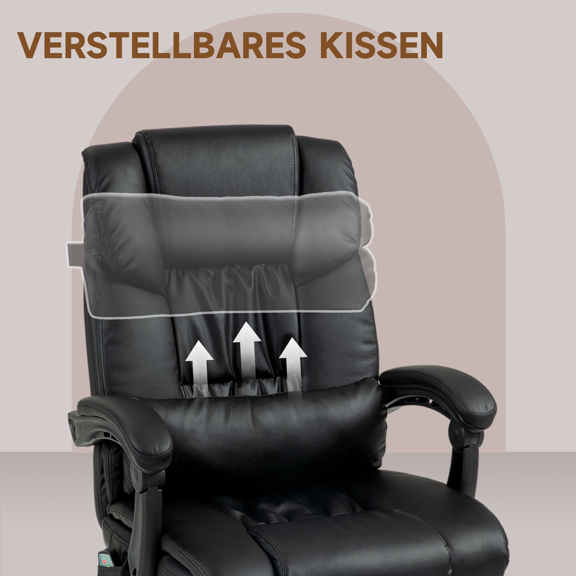 Ergonomisk kontorsstol med massage, fotstöd, svart