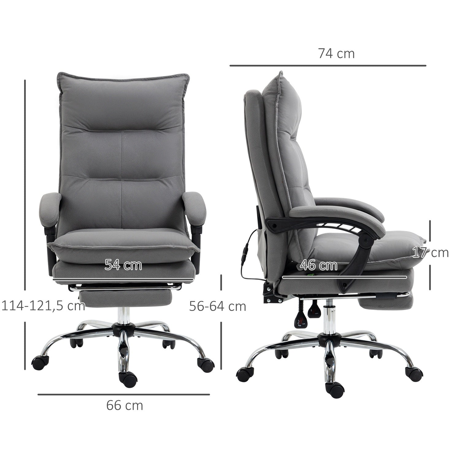 Ergonomisk kontorsstol med värme, lutning, fotstöd, justerbar höjd