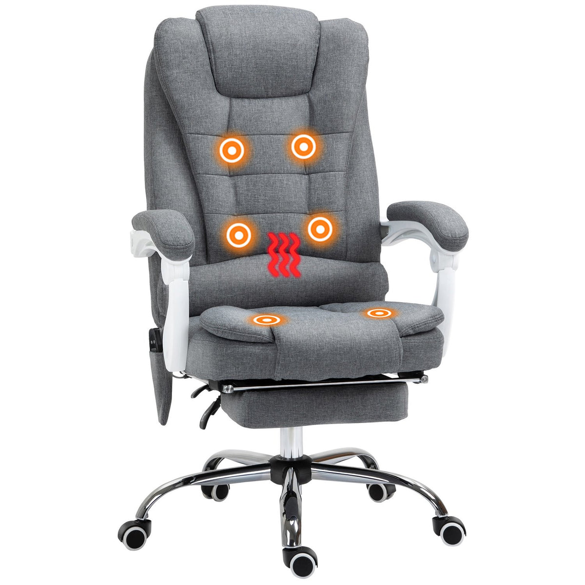 Chaise de bureau ergonomique avec chauffage, massage et repose-pieds