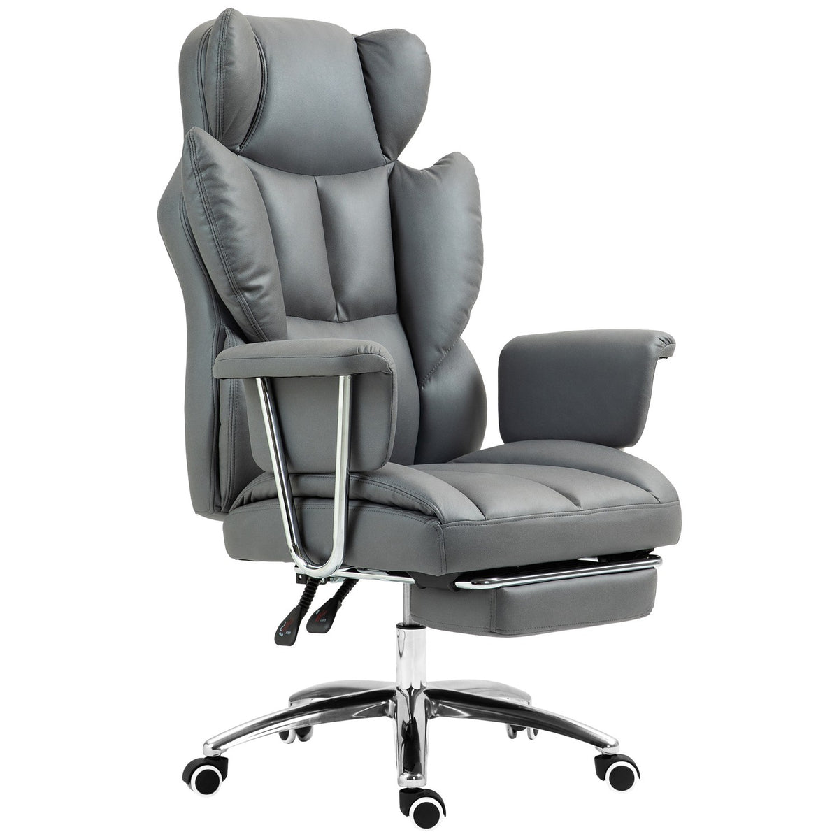 Chaise de bureau ergonomique allongée avec repose-pieds, gris foncé