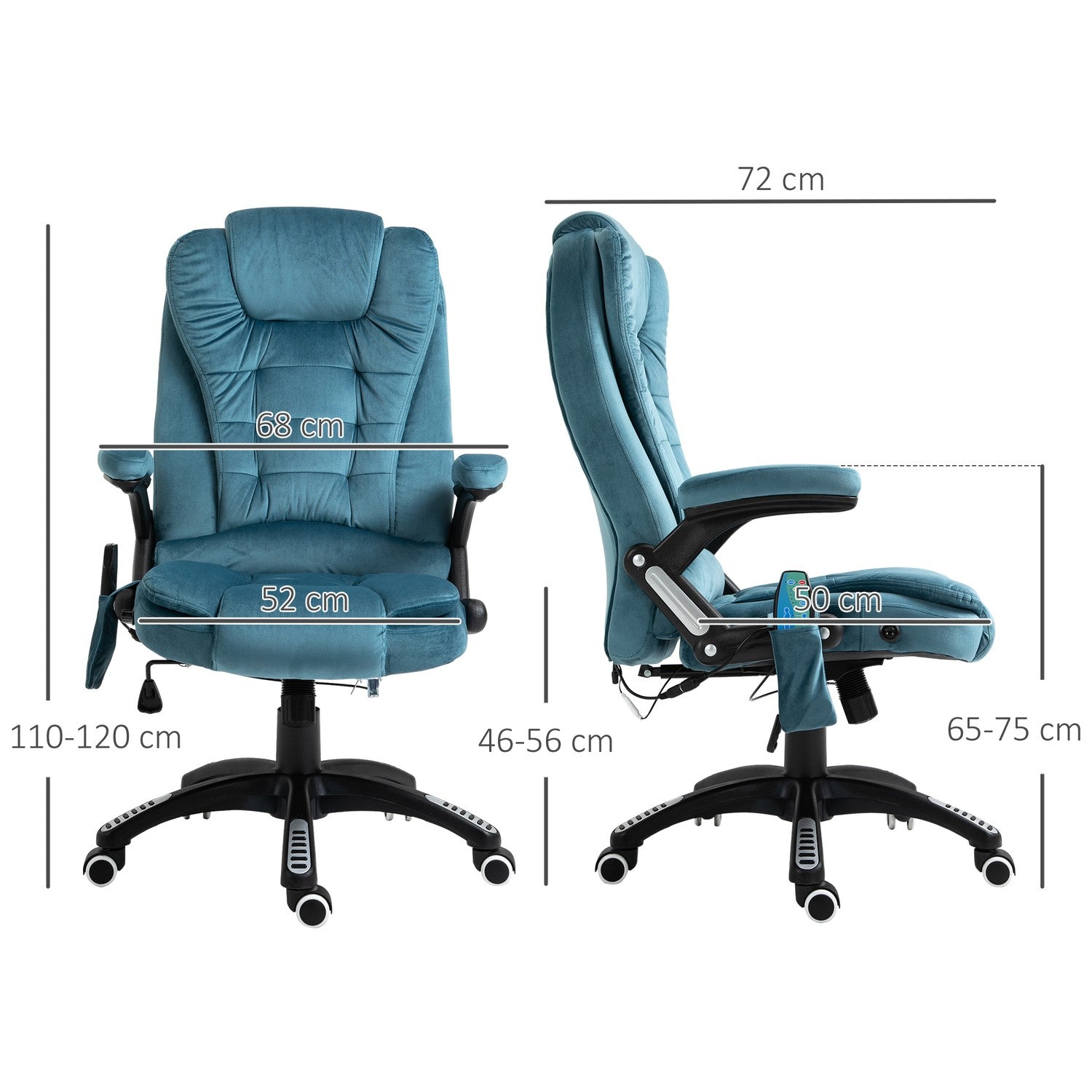 Ergonomisk massagekontorsstol, höjdjusterbar, blå
