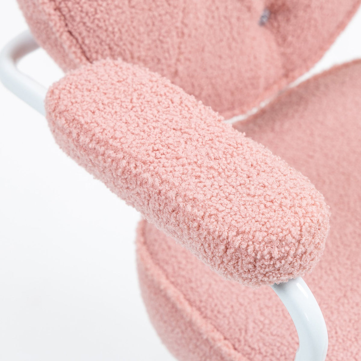 Chaise de bureau ergonomique rose, polaire Teddy, réglable en hauteur