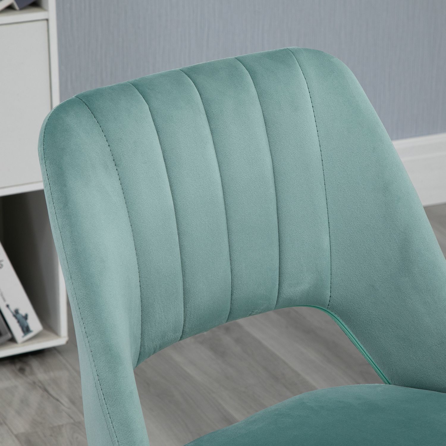Ergonomisk skrivbordsstol i grön sammet – justerbar, inga armar