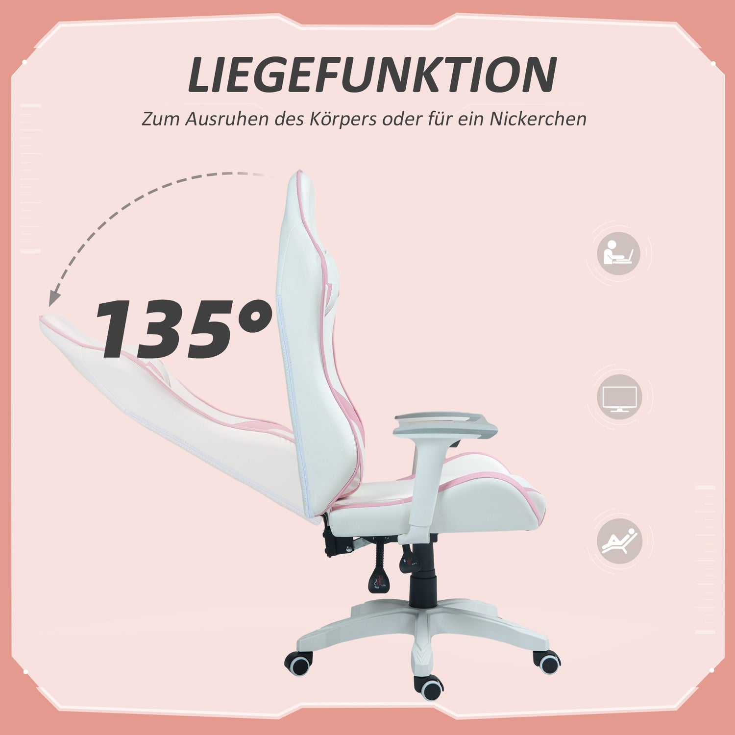Ergonomisk spelkontorsstol, vilstol med svankstöd