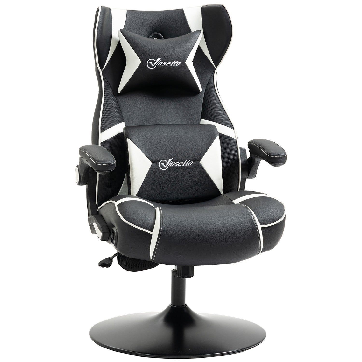 Ergonomisk spelstol med högtalare, justerbar höjd, konstläder