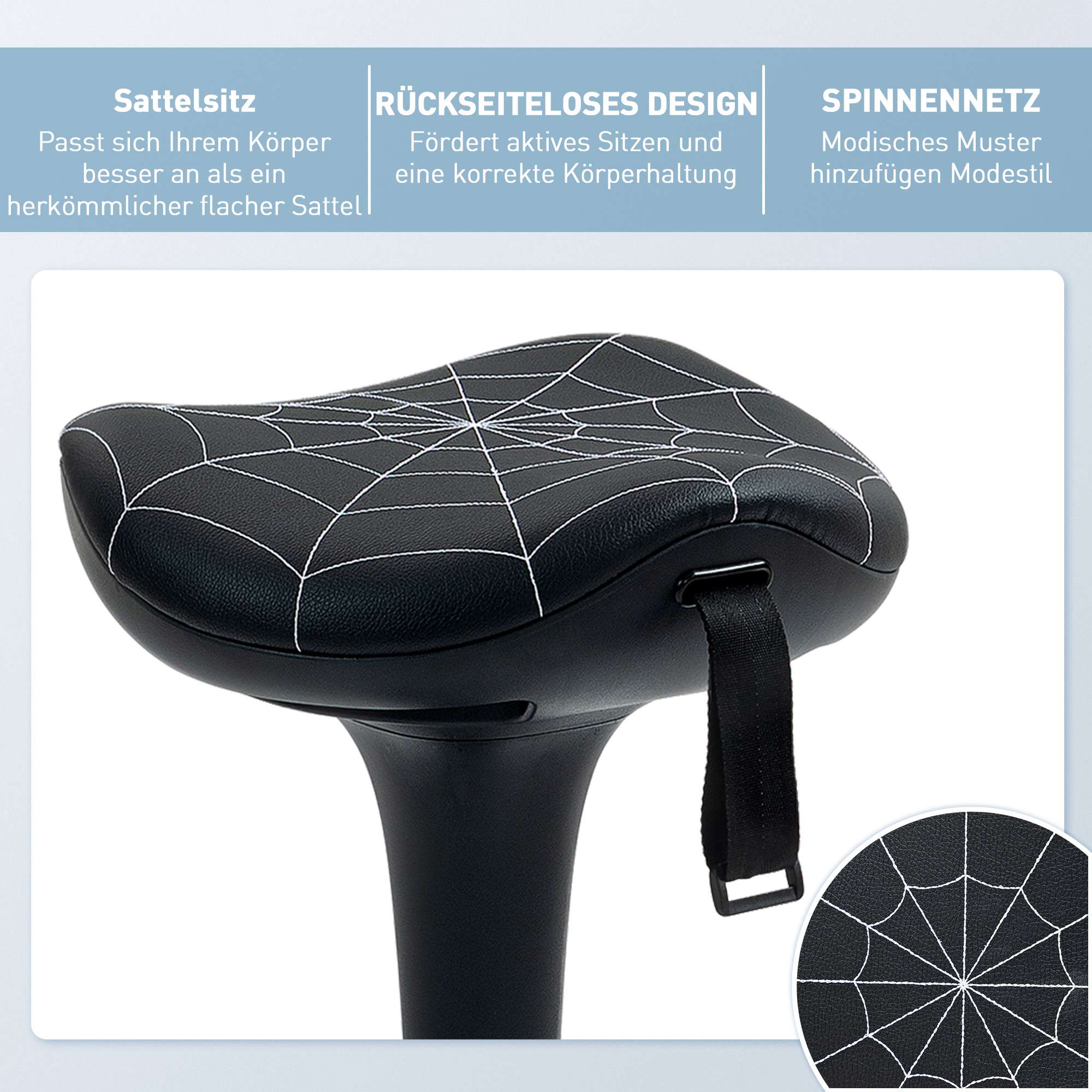 Ergonomisk ståpall med justerbar höjd, svart