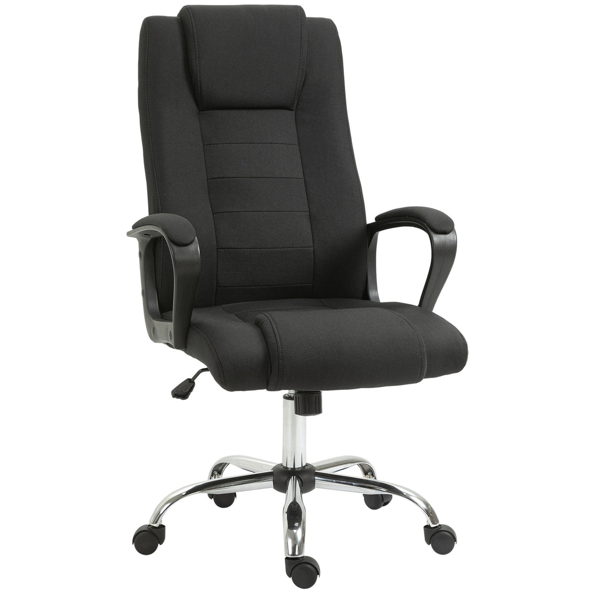 Ergonomischer schwarzer Bürostuhl mit Kopfstütze, höhenverstellbar