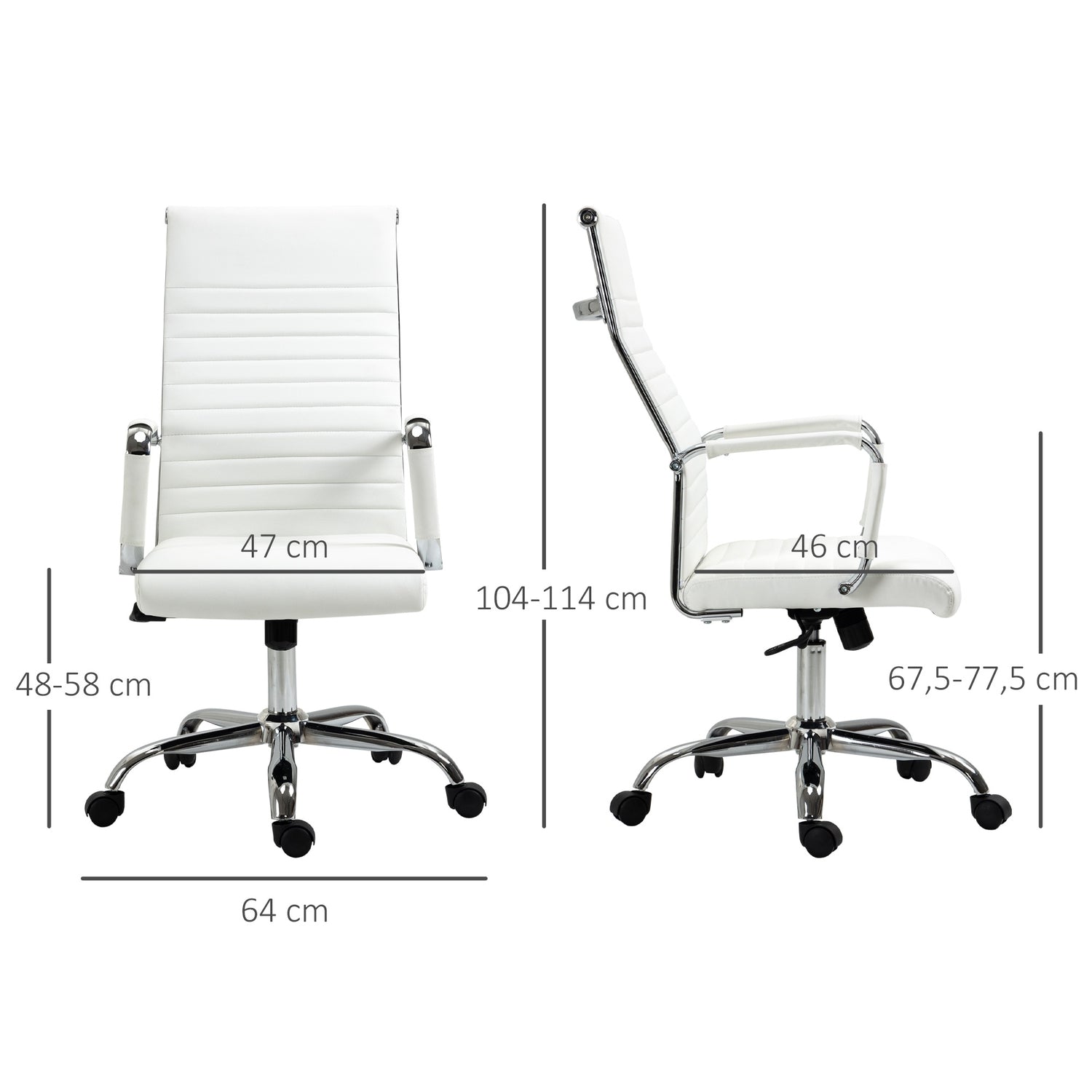 Ergonomisk vit kontorsstol, 360° vridbar, 120 kg Kapacitet