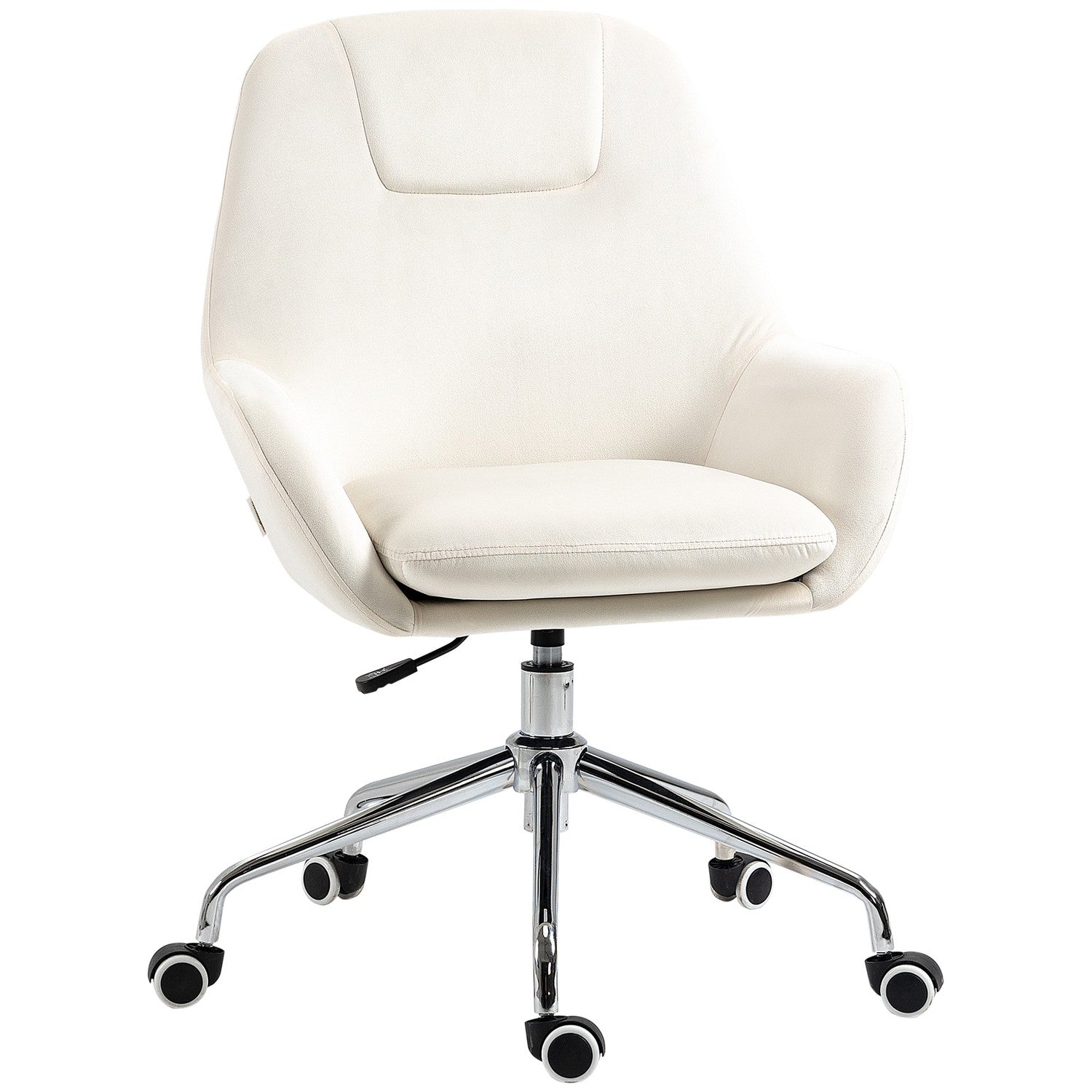 Ergonomisk vridbar kontorsstol, justerbar höjd, sammetskräm