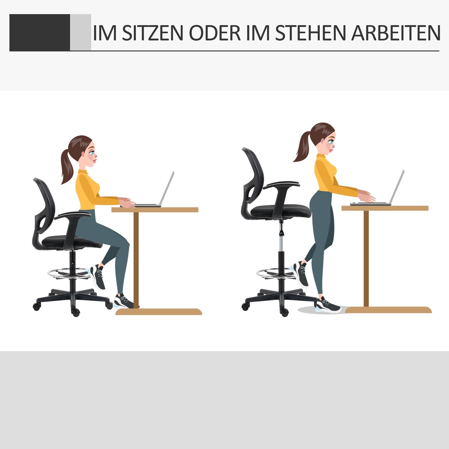 Ergonomisk vridbar kontorsstol med justerbar fotring