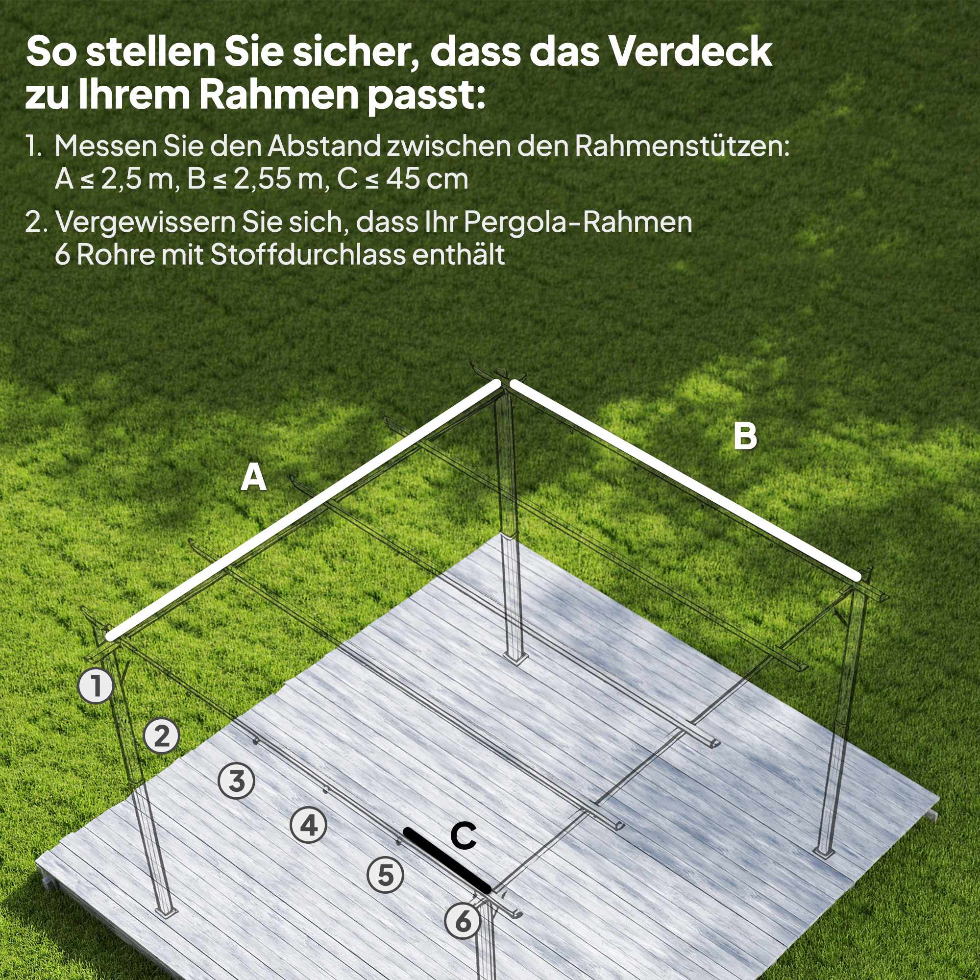 Ersättningstak för 3x3m Pergola, Ljusgrå, Polyester