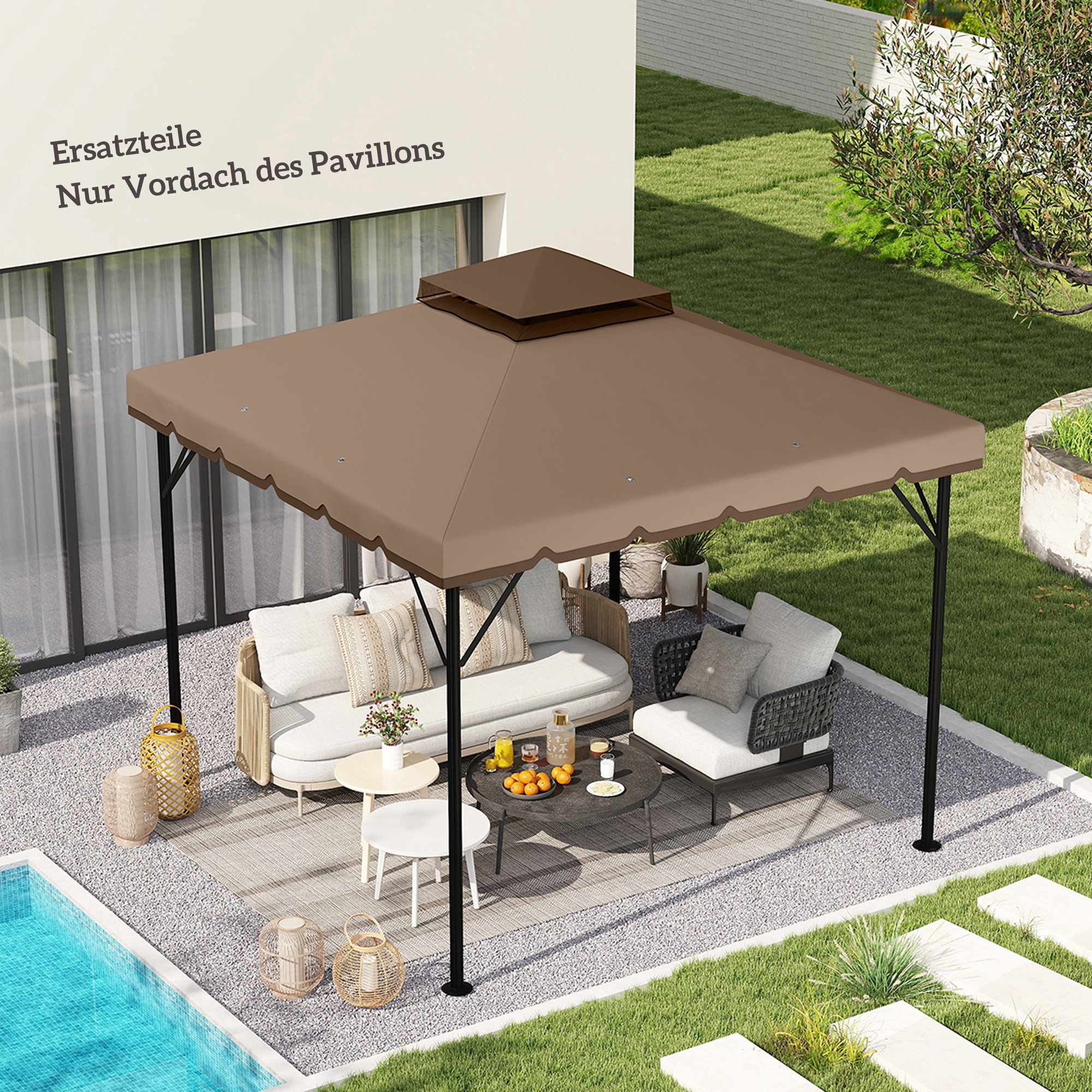 Ersättningstak för 3x3m paviljong, UPF 30+ polyester