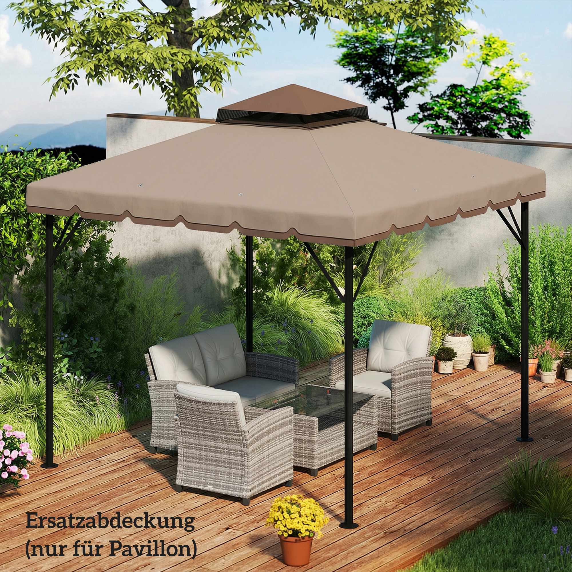 Ersättningstak för 3x3m paviljong, UPF 30+ polyester