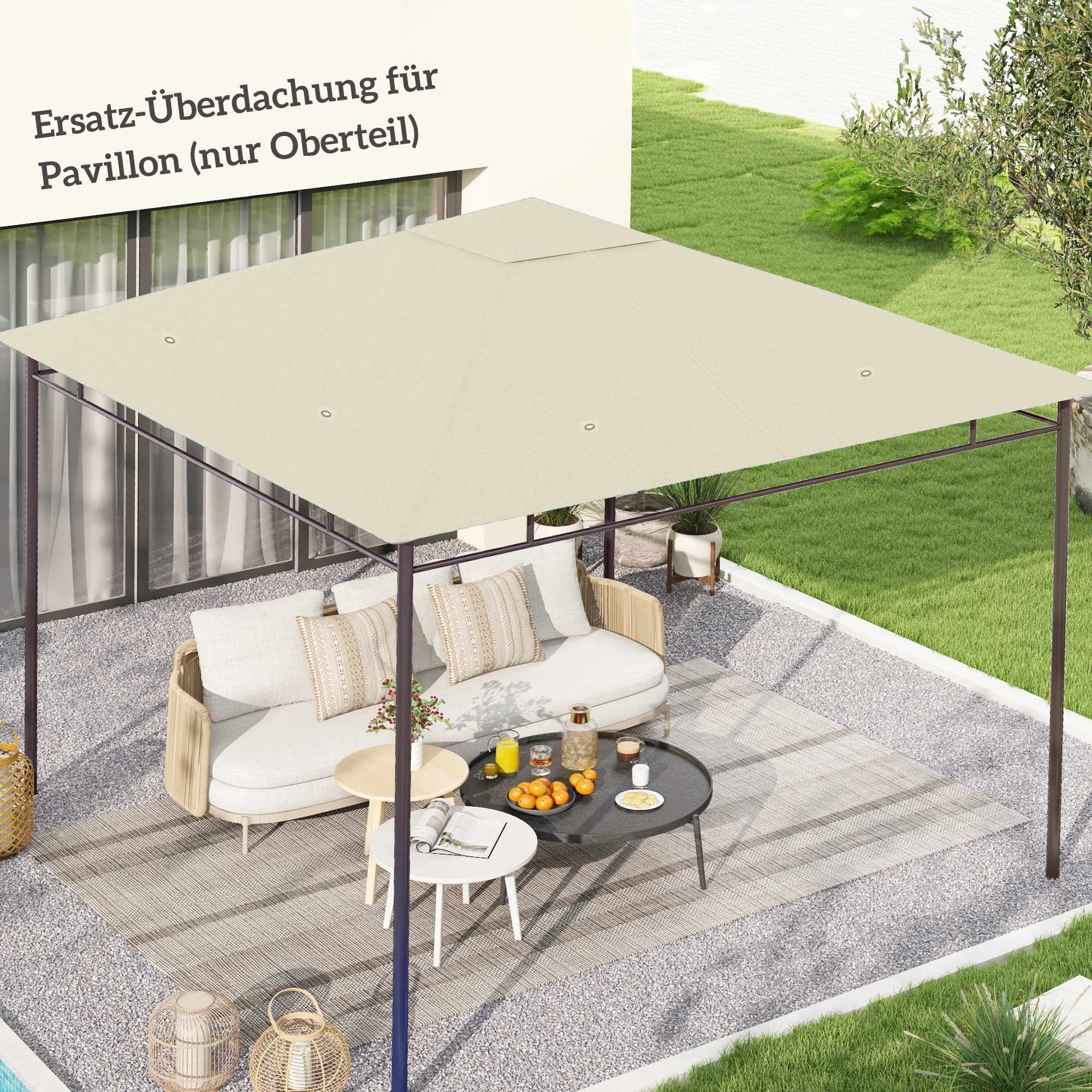 Ersättningstak för 3x3m paviljong, vattentålig, krämfärgad