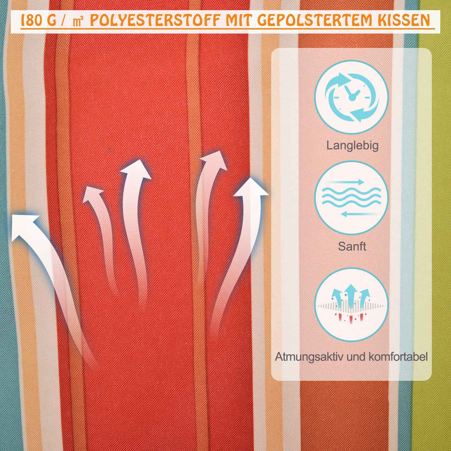 Flerfärgad hängstol med dyna, bärbar, rymmer 100 kg