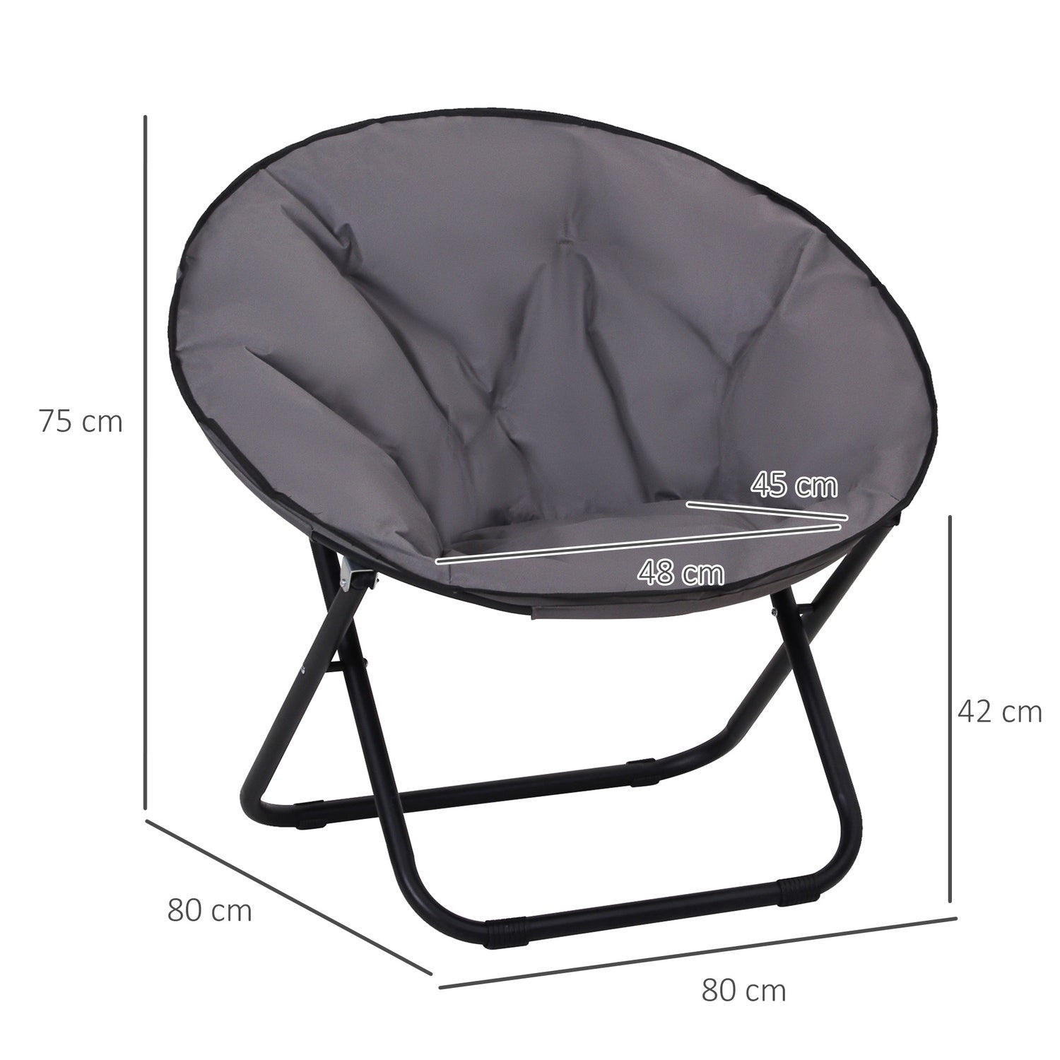 Fällbar Campingstol, Metall & Oxford Tyg, 80x80x75 cm