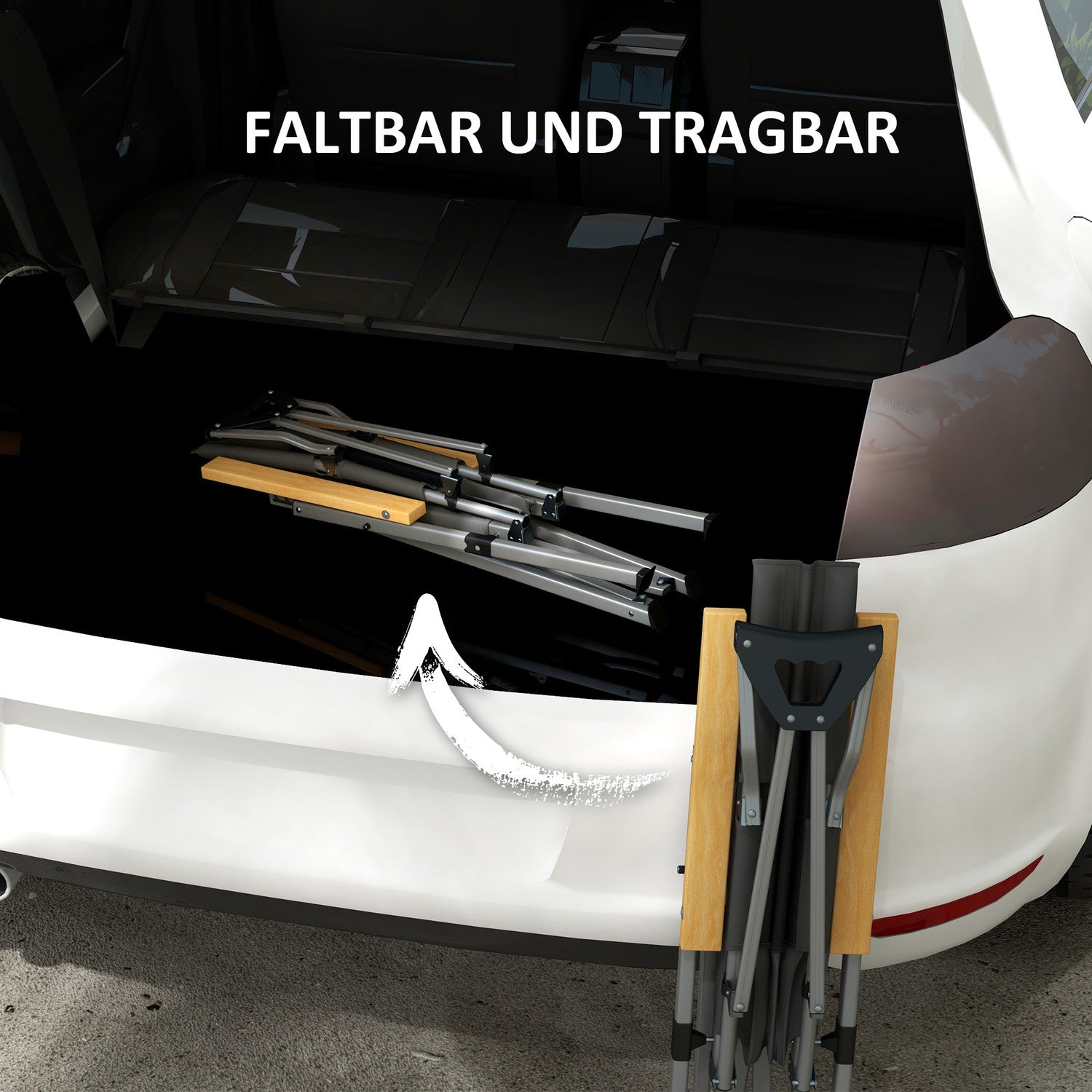 Fällbar campingstol – justerbart ryggstöd, nackstöd, med bärväska