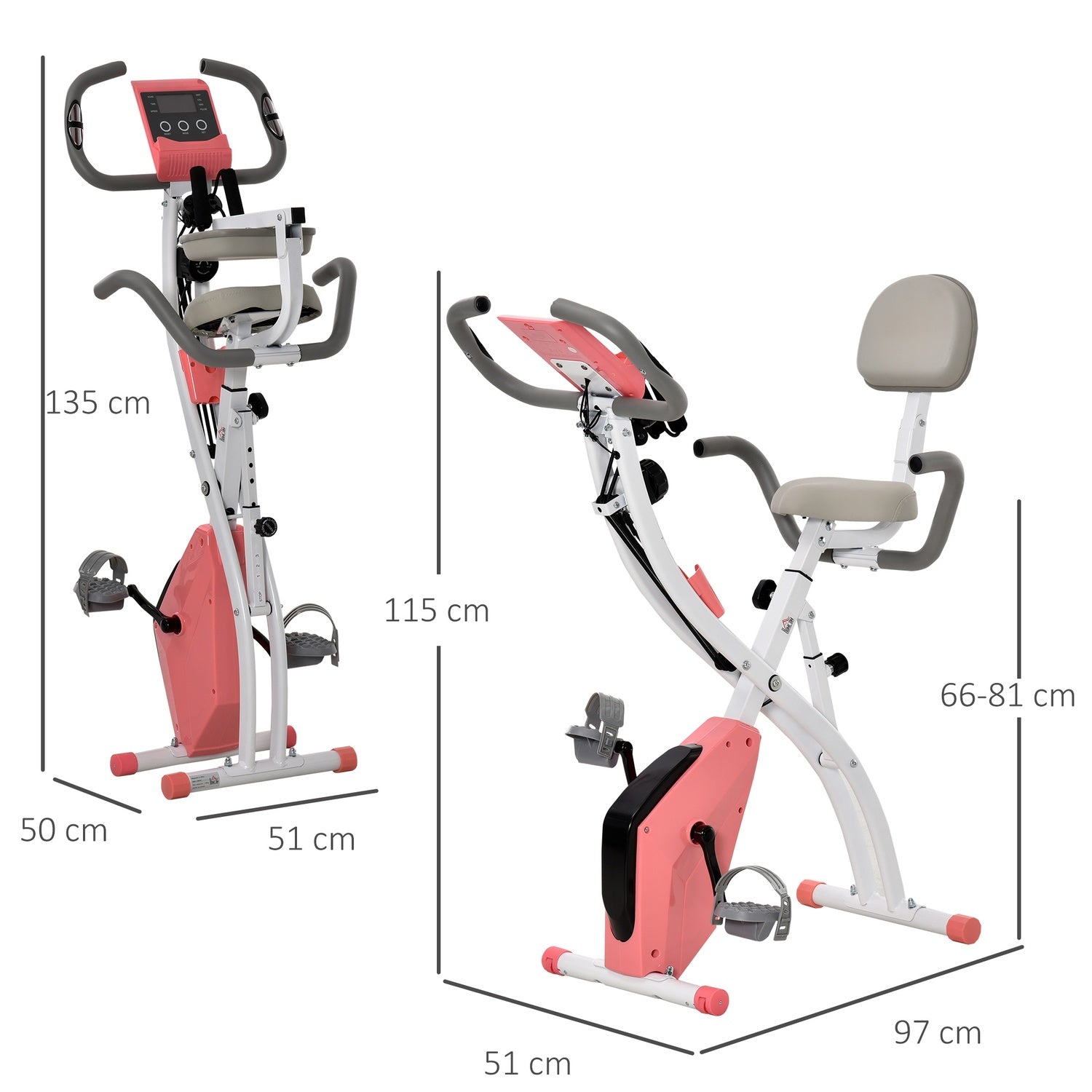 Fällbar motionscykel – 2-i-1 tränare med LCD och 8 motståndsnivåer