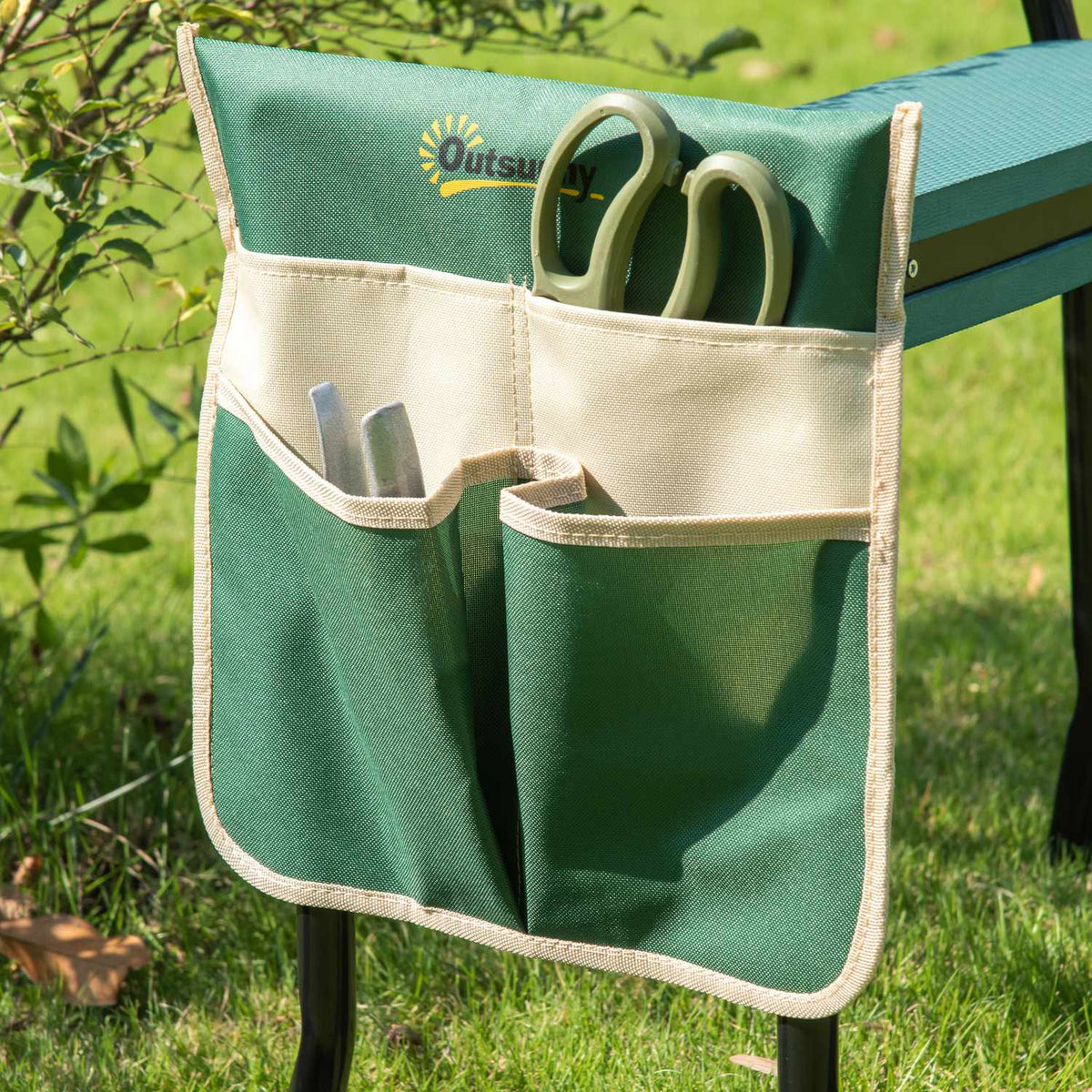 Agenouilloir de jardin rabattable et assise avec sac à outils, mousse EVA
