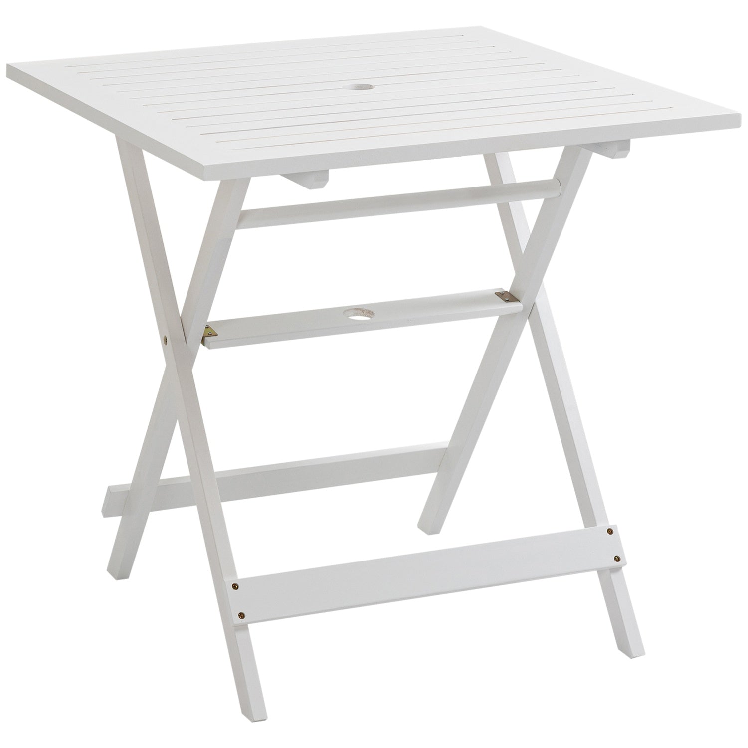 Fällbart sidobord med parasollhållare, poppelträ, 70cm
