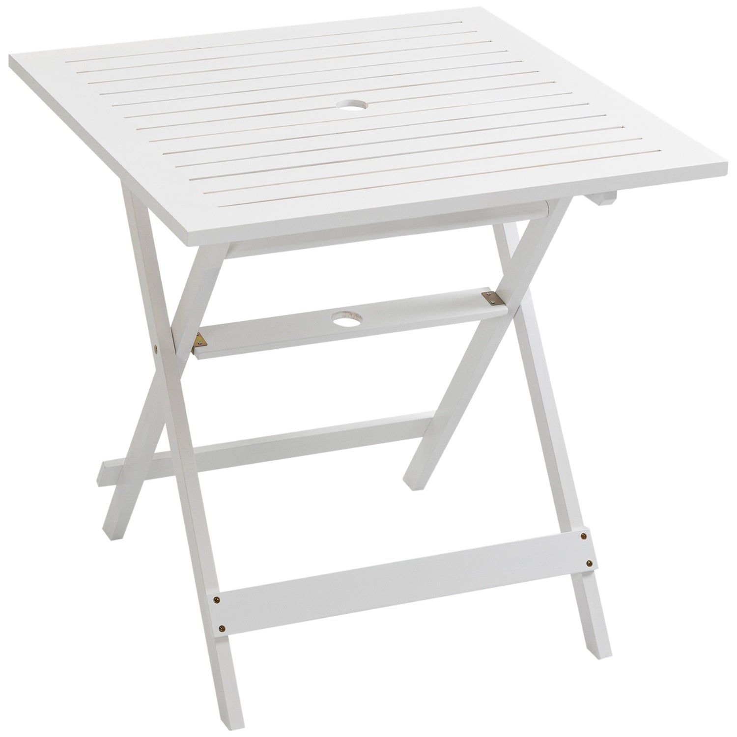 Fällbart sidobord med parasollhållare, poppelträ, 70cm