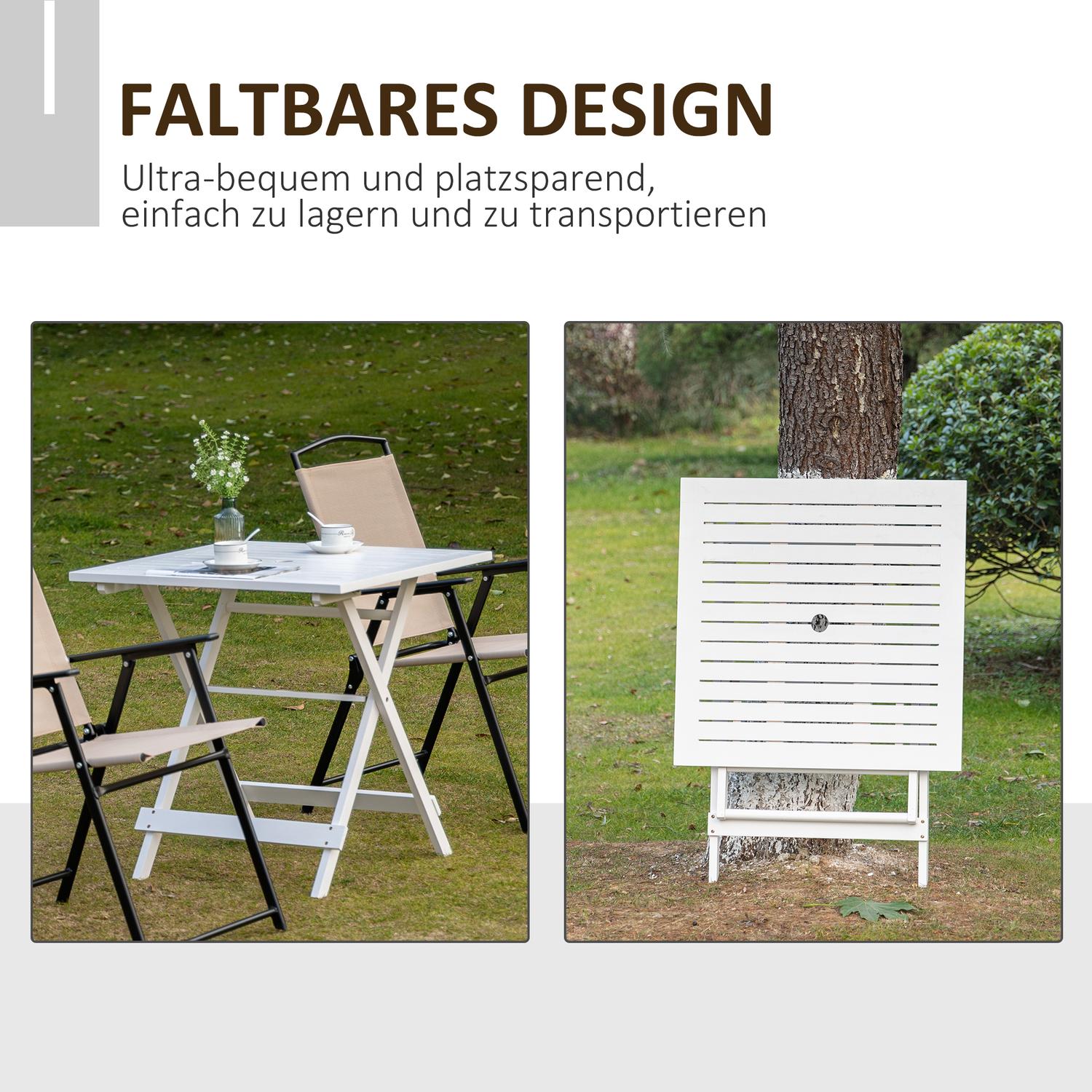 Fällbart sidobord med parasollhållare, poppelträ, 70cm
