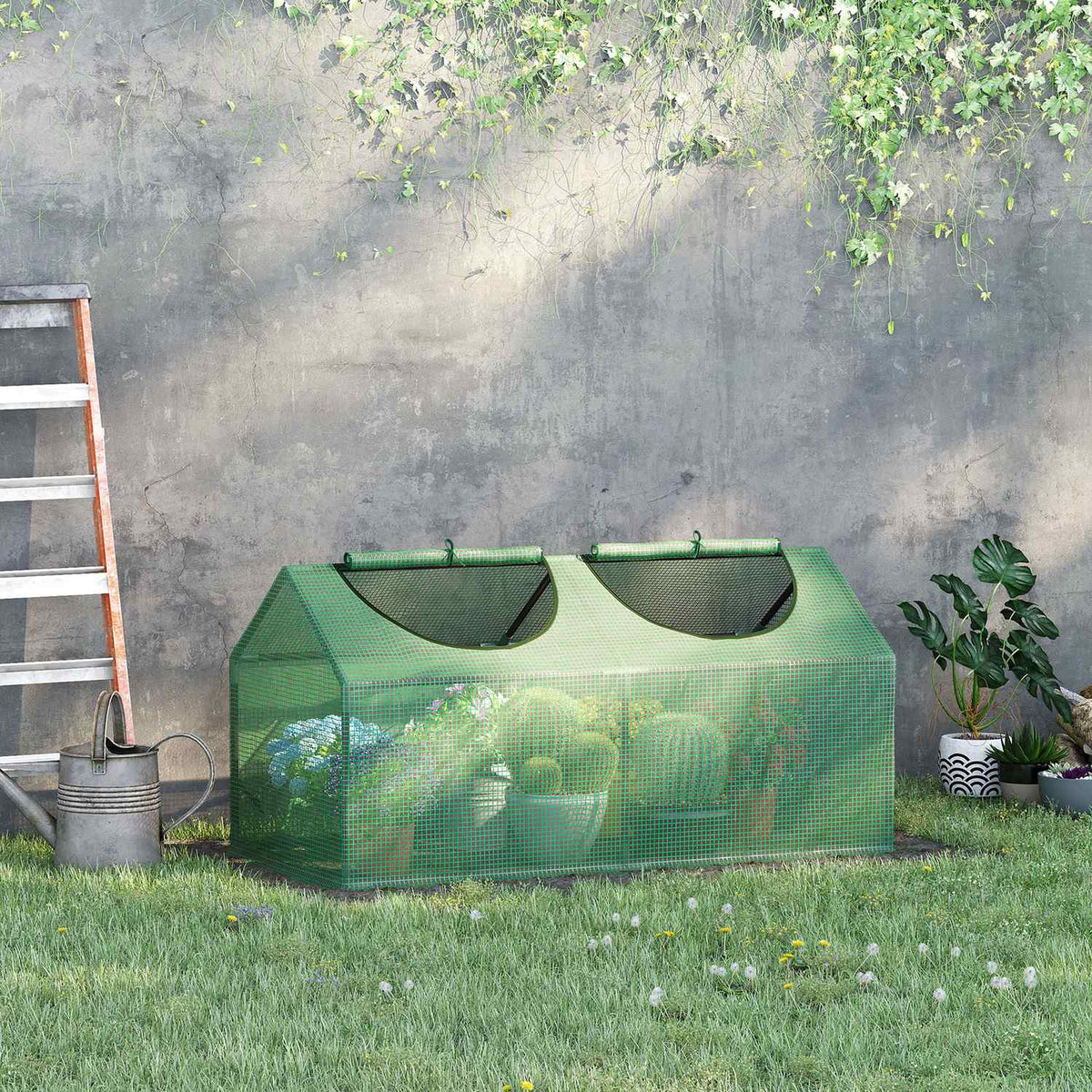 Serra a telo con finestra, 120x60x60 cm, resistente alle intemperie