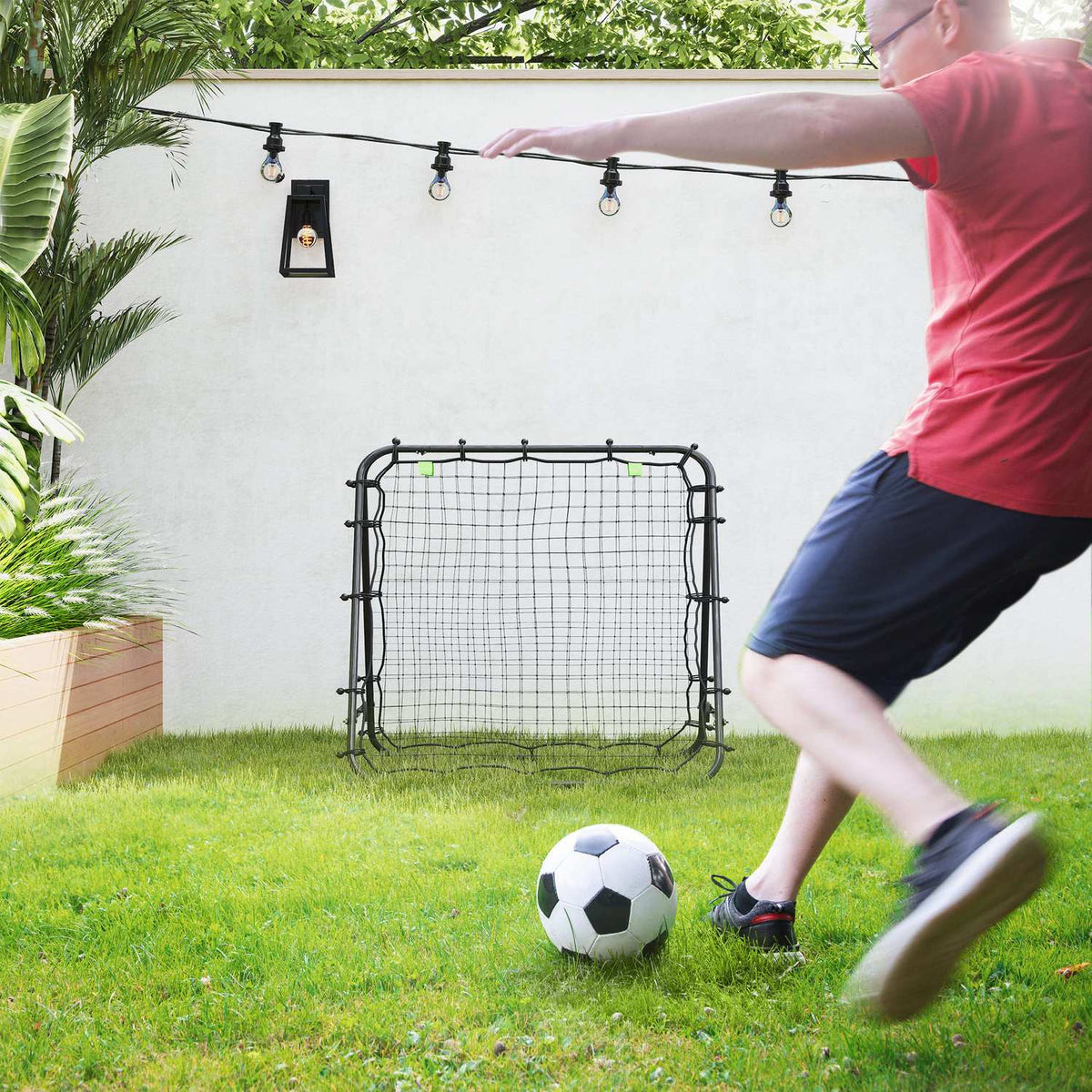 Filet de rebond de football – double face, acier réglable