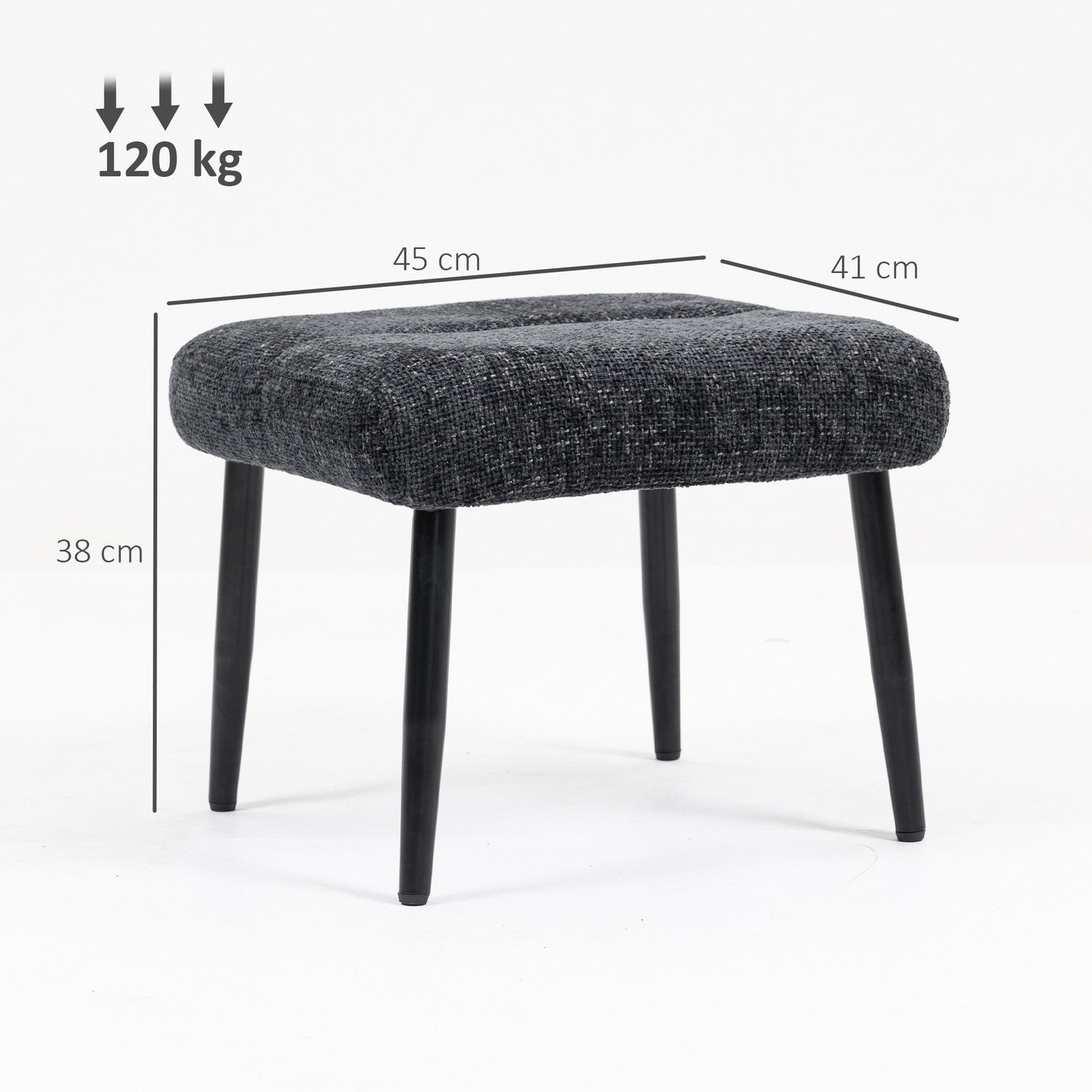 Fotpall med mjuk kudde, chenilletyg, stålben