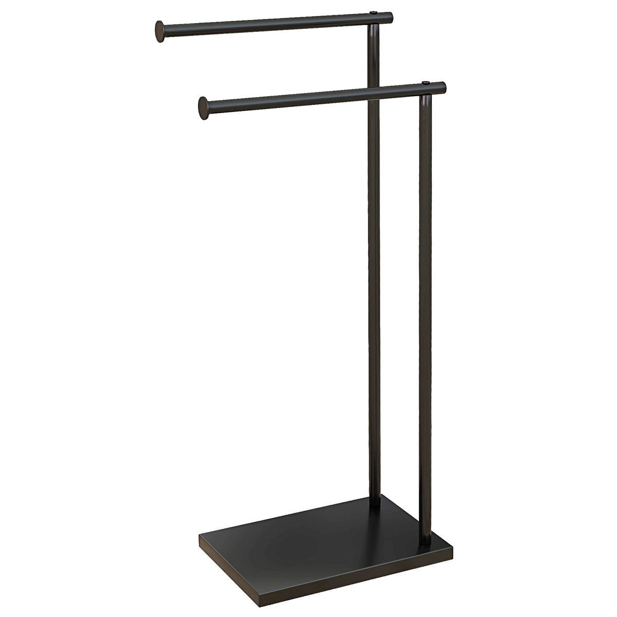 Fristående handdukshängare med 2 stänger, svart metall 35,5x20x78 cm
