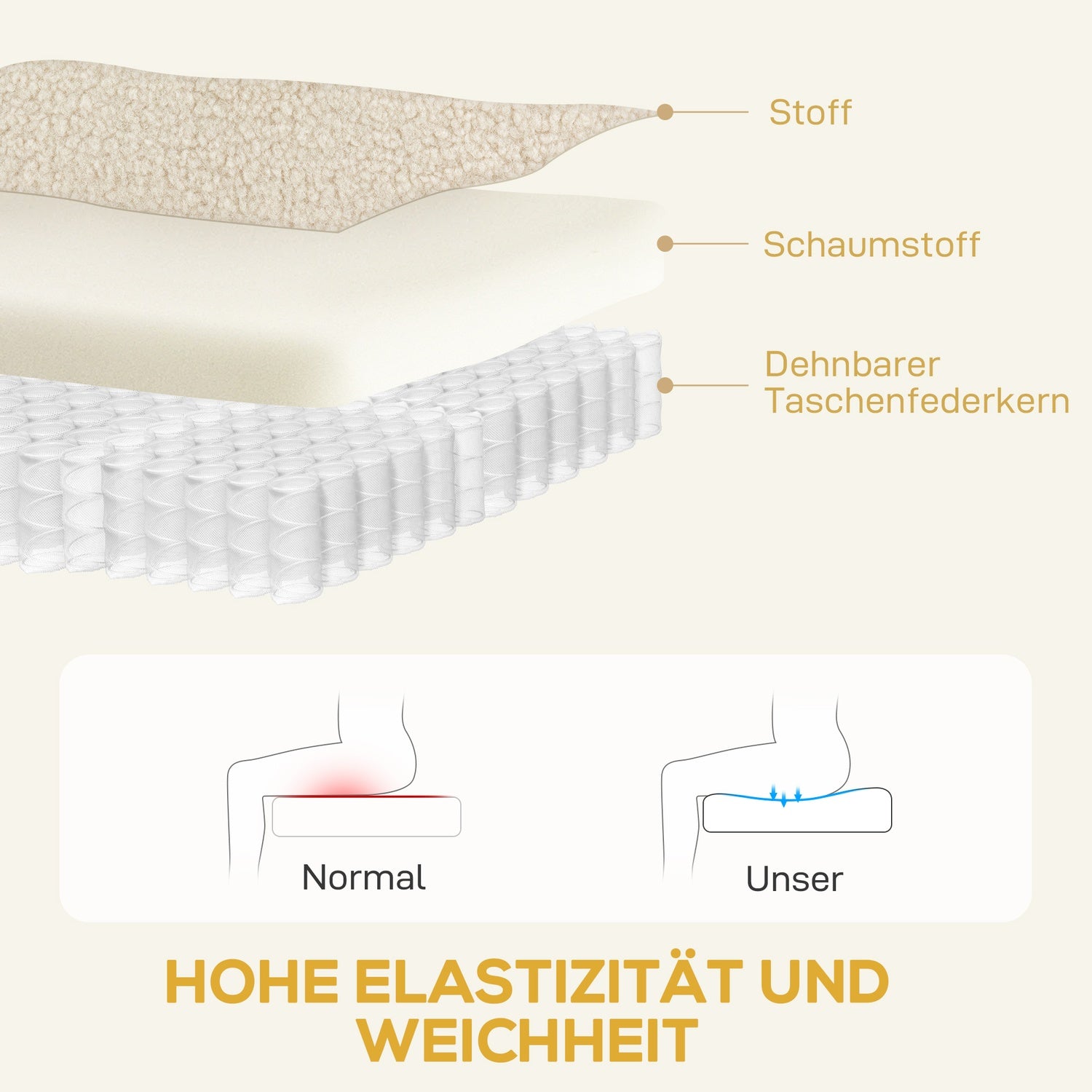 Fåtölj med justerbart ryggstöd, fleeceöverdrag, beige